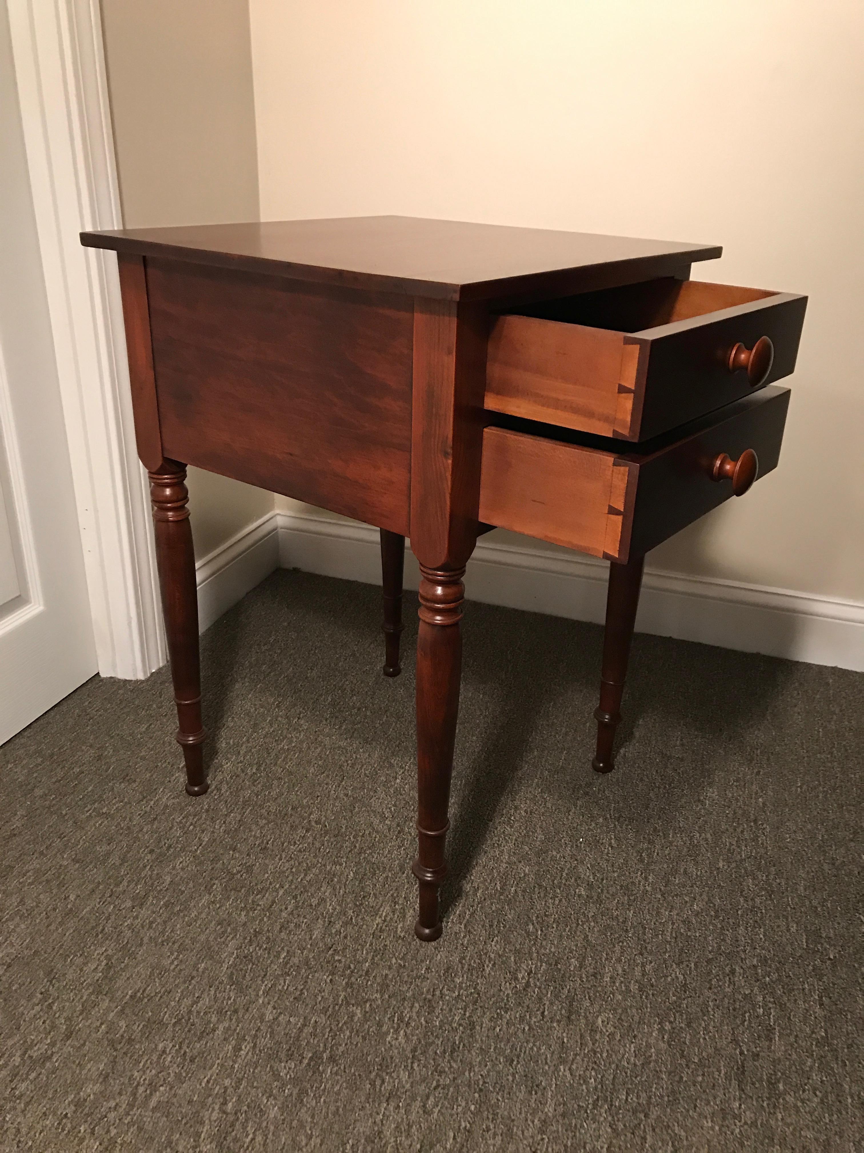 Sheraton 2-Drawer Stand in Cherry, circa 1820 North Shore, Massachusetts For Sale 1