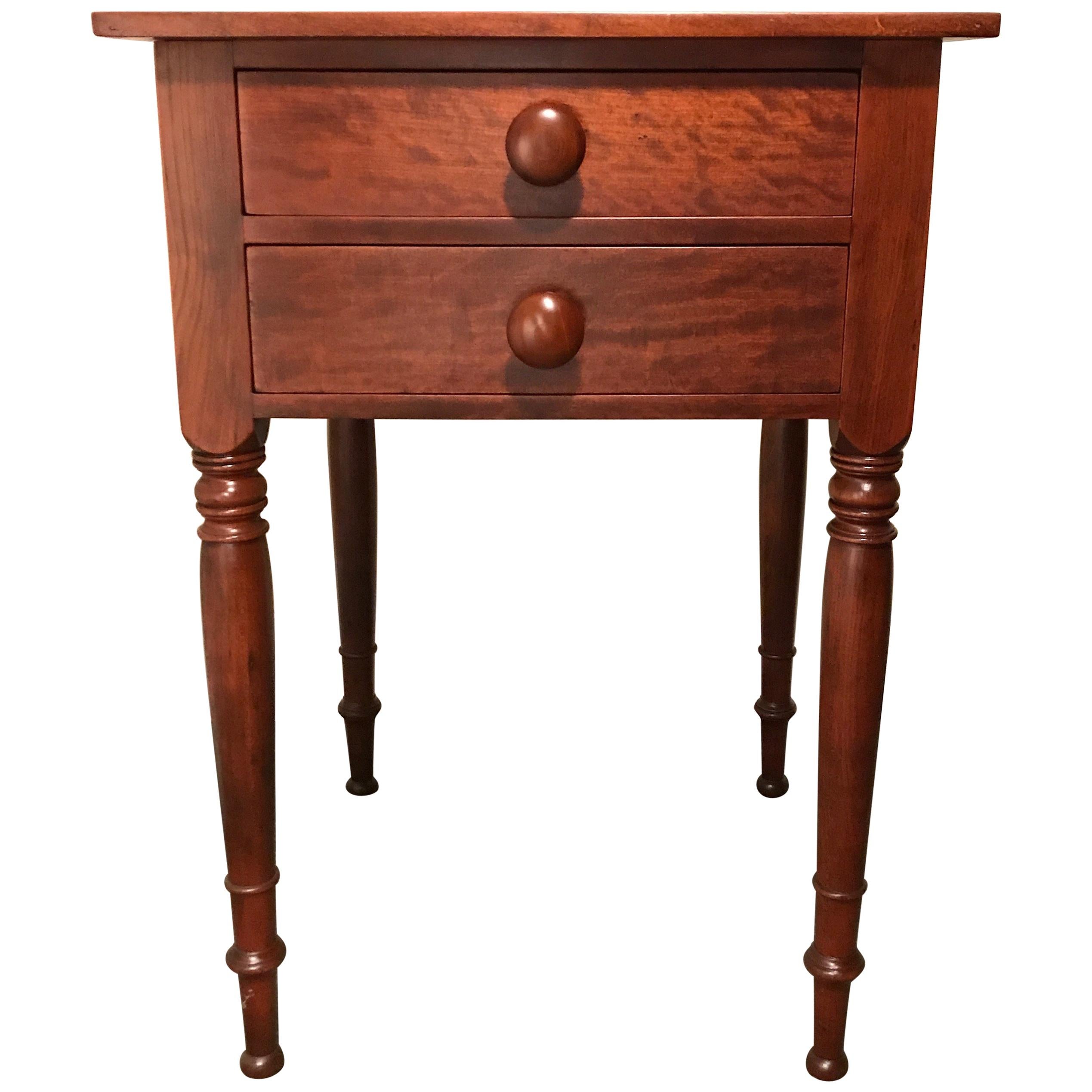 Sheraton 2-Drawer Stand in Cherry, circa 1820 North Shore, Massachusetts For Sale