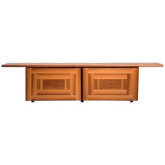 Sheraton Acerbis Walnut Wood Sliding Doors Credenza, Italy, 1977