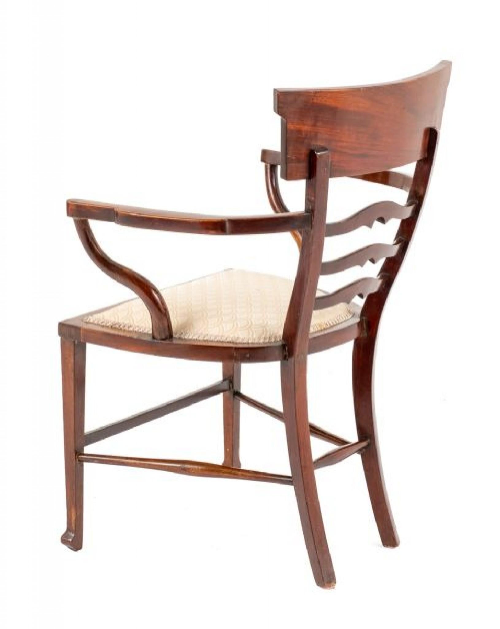 Late 19th Century Sheraton Arm Chair Revival 1890 Mahogany For Sale