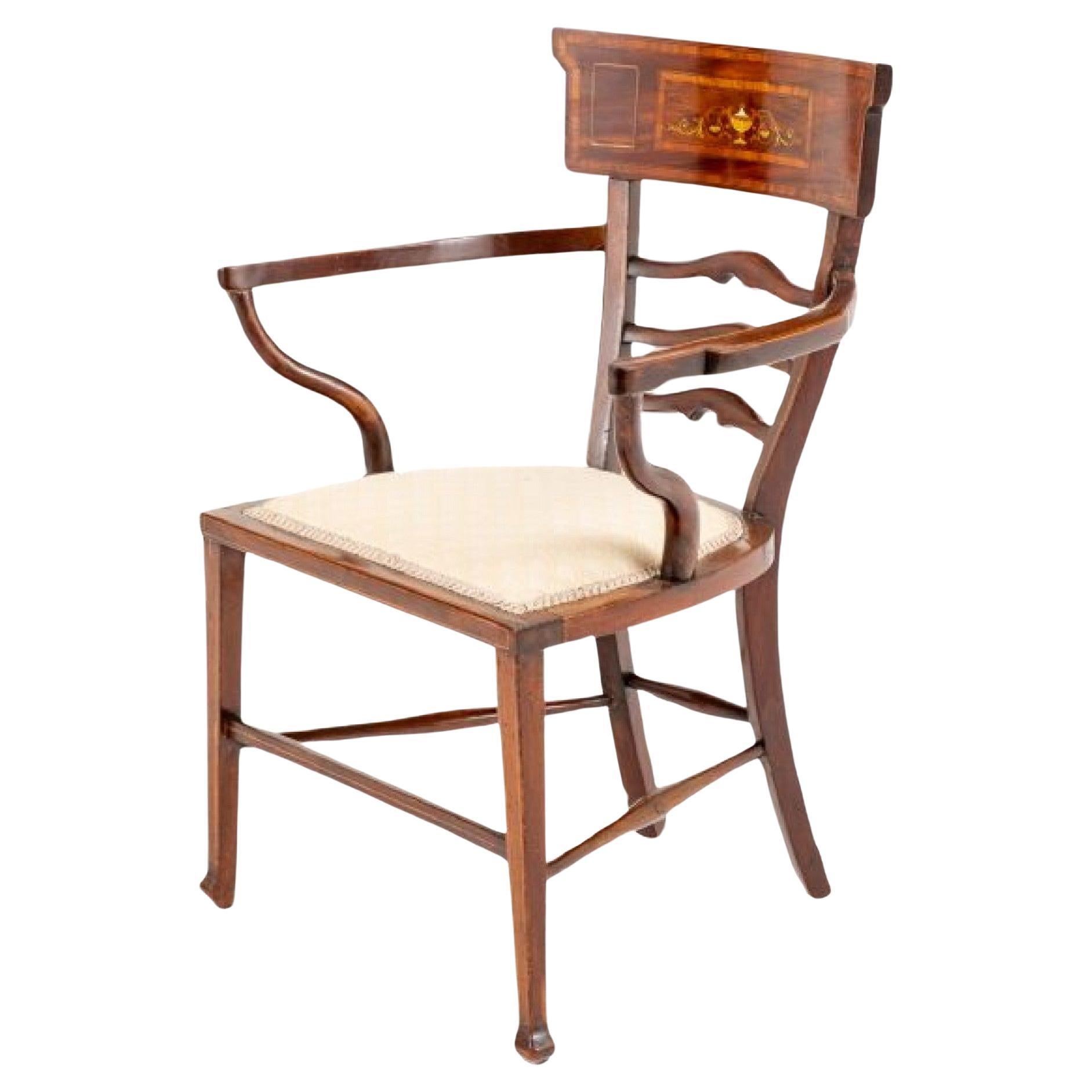 Sheraton Arm Chair Revival 1890 Mahogany For Sale