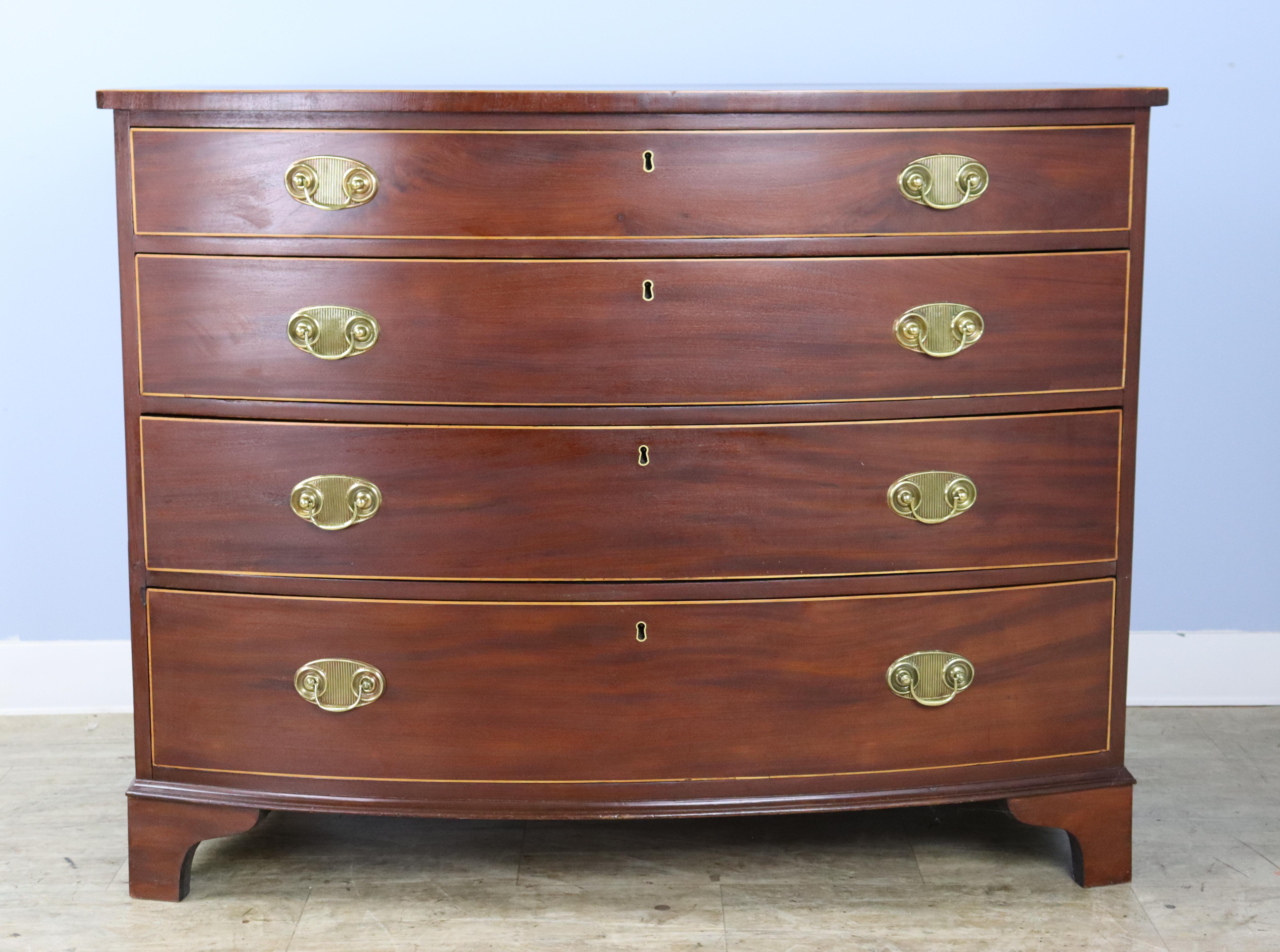 English Sheraton Bowfront Chest of Drawers For Sale