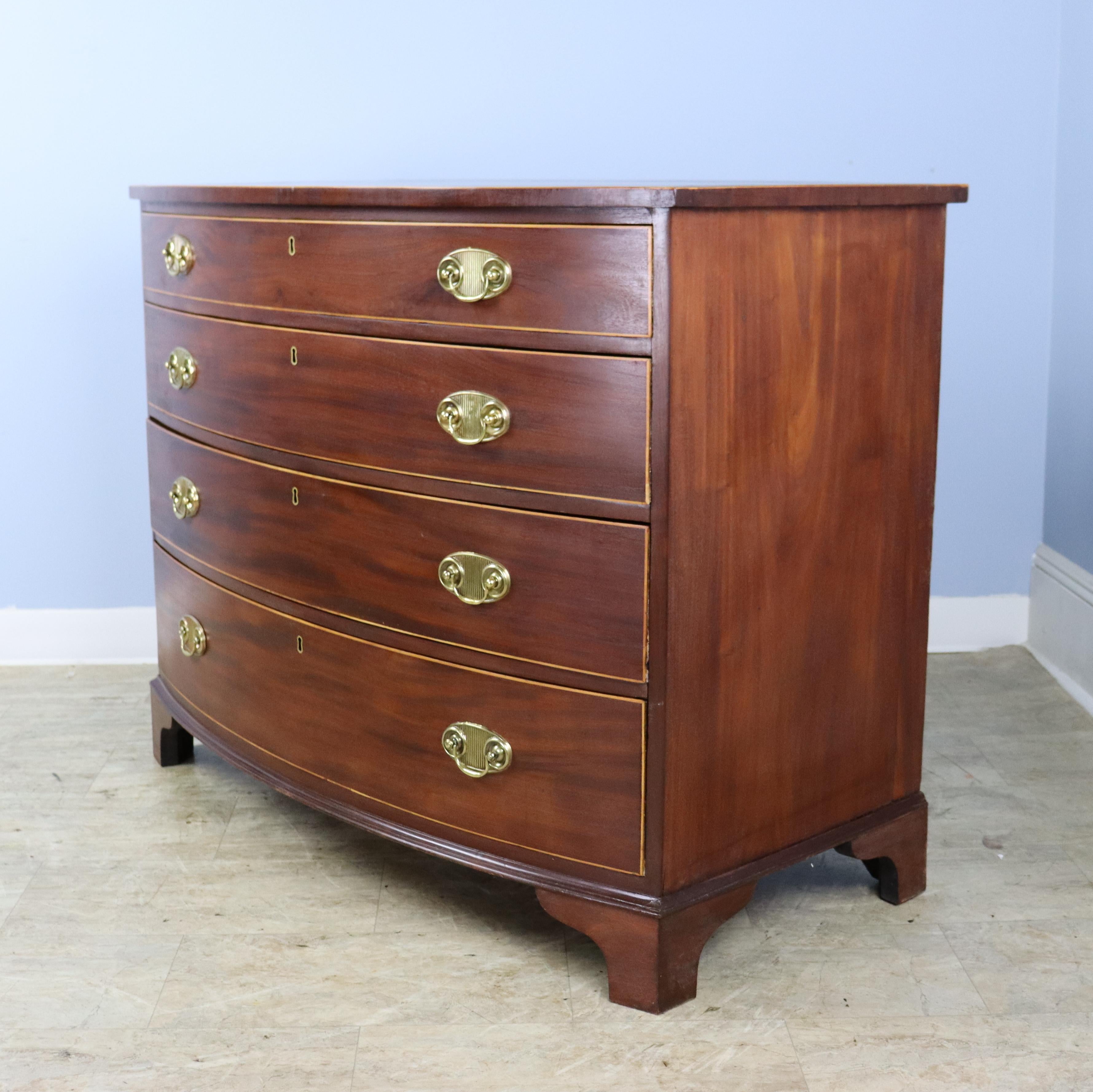 19th Century Sheraton Bowfront Chest of Drawers For Sale