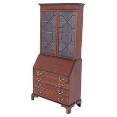 Sheraton Bureau Bookcase Mahogany Revival Cabinet Desk