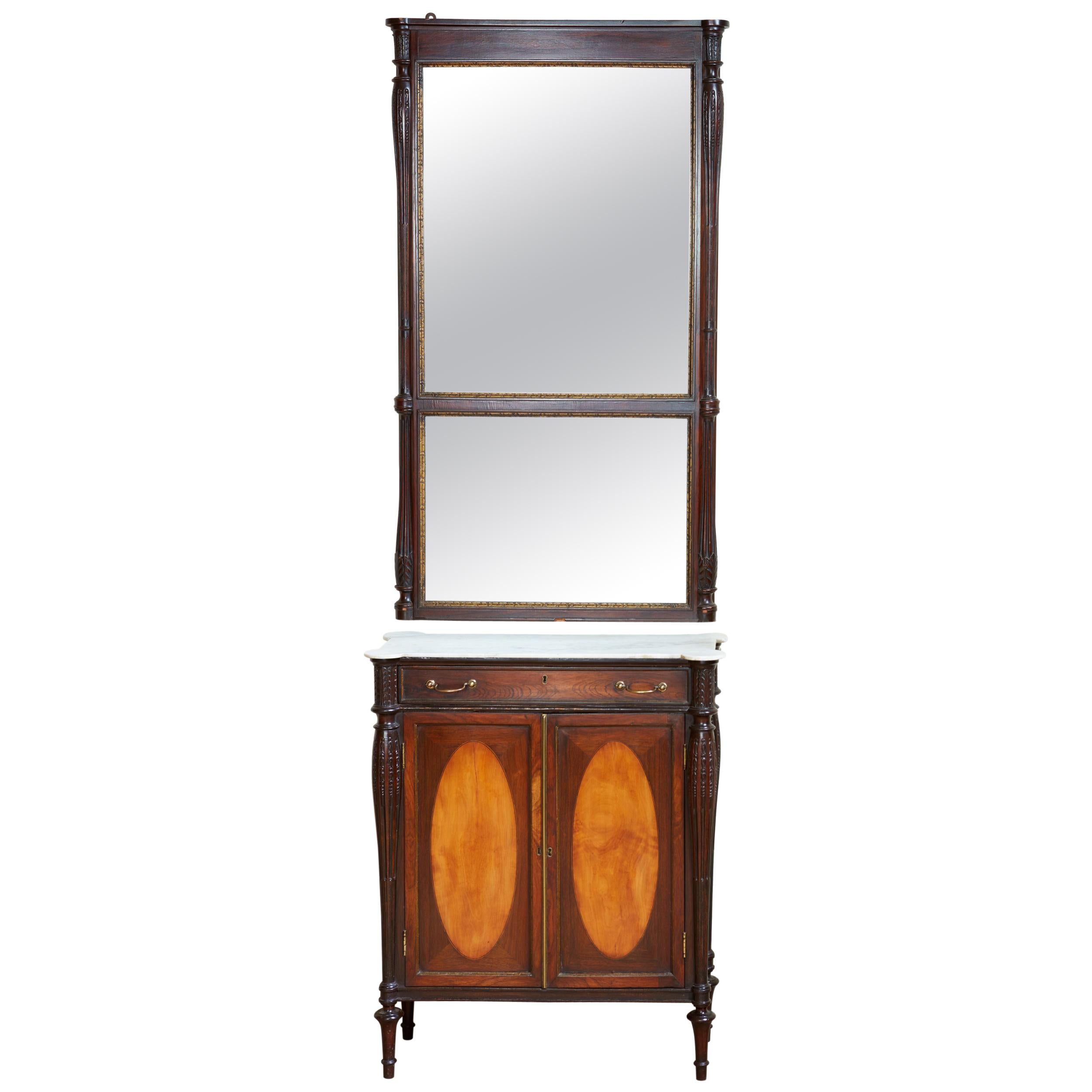 Sheraton Cabinet and Mirror For Sale