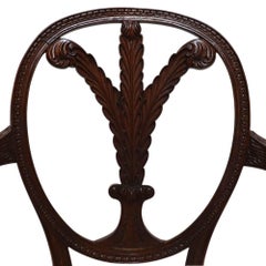 Sheraton Carved Mahogany Armchair With Fleur De Lis Backrest 20thC