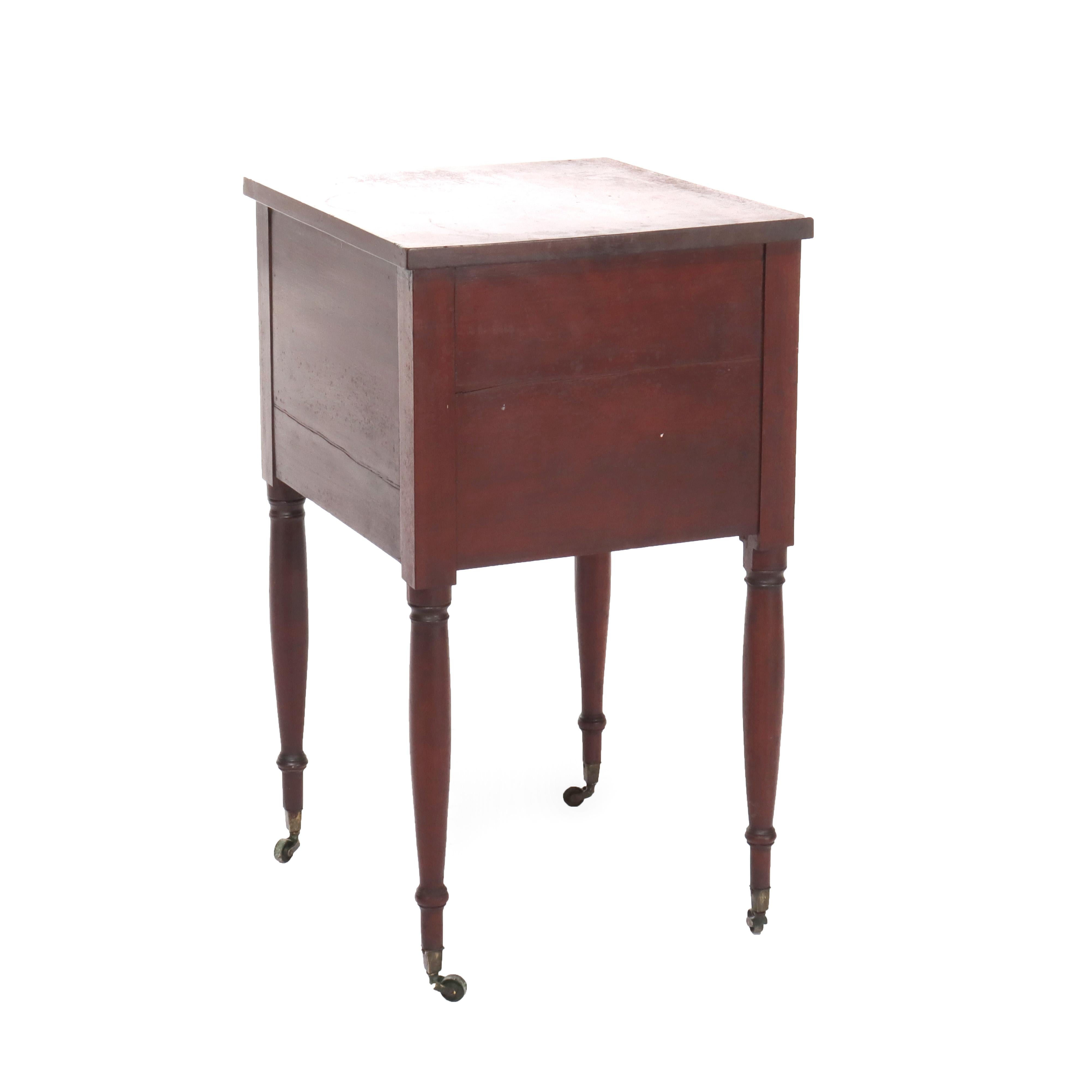 Sheraton Cherry & Tiger Maple Three-Drawer Sewing Stand C1830 For Sale 6