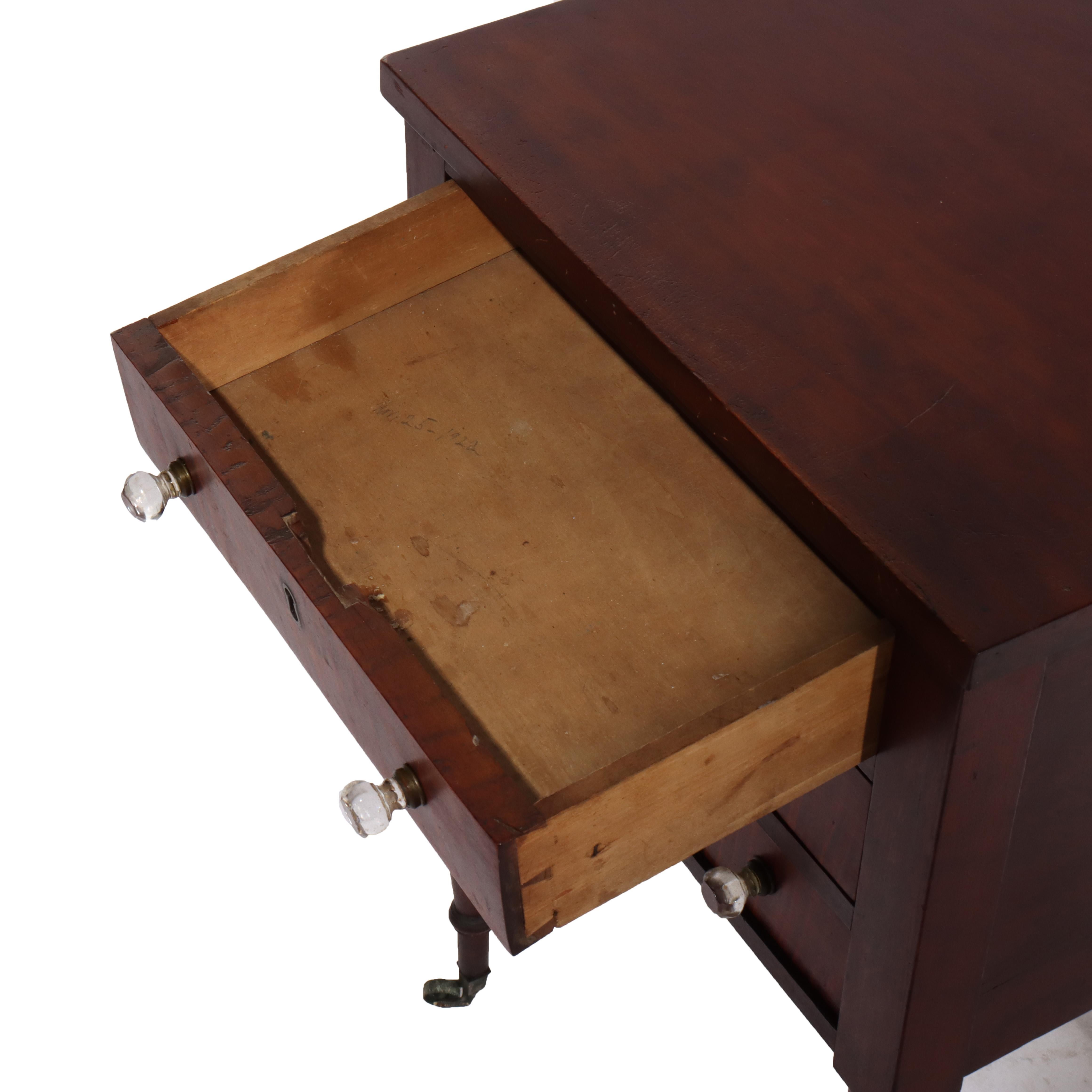 Sheraton Cherry & Tiger Maple Three-Drawer Sewing Stand C1830 For Sale 3