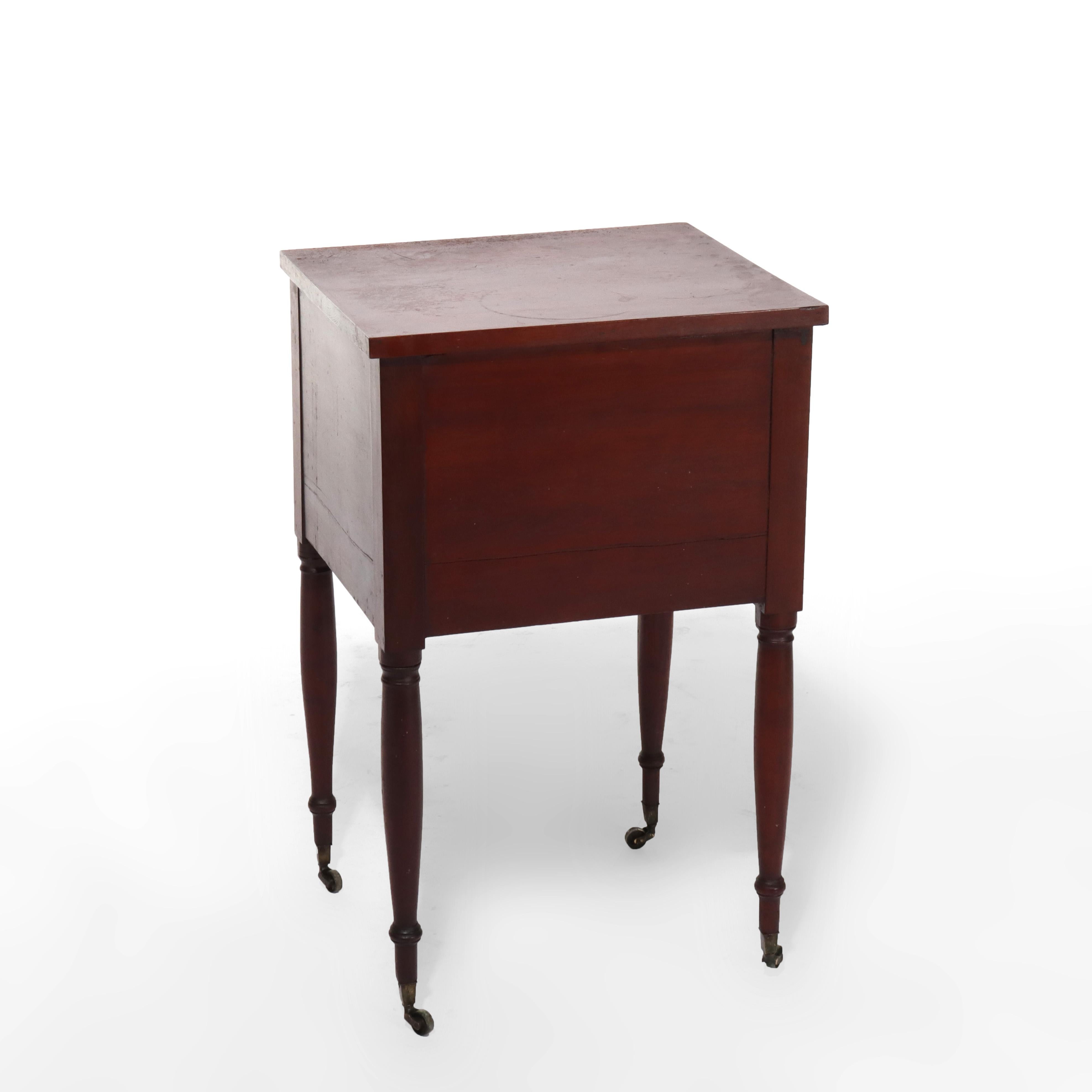 Sheraton Cherry & Tiger Maple Three-Drawer Sewing Stand C1830 For Sale 5