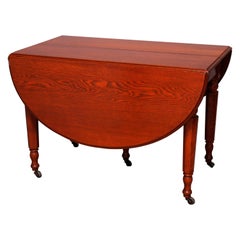 Used Sheraton Chestnut Drop Leaf Banquet Dining Table with 5 Leaves, circa 1910