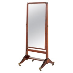 Sheraton Cheval Mirror Antique Mahogany 1890