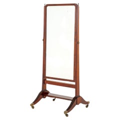 Sheraton Cheval Mirror Antique Mahogany 1890