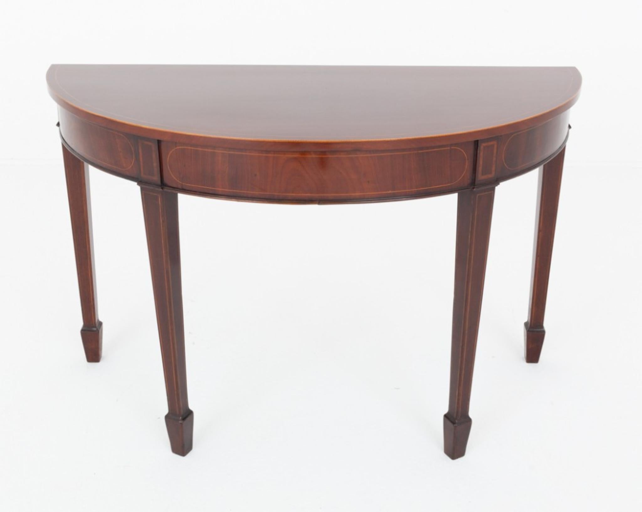 Acajou Sheraton Console Table Demi Lune Mahogany 1880 en vente