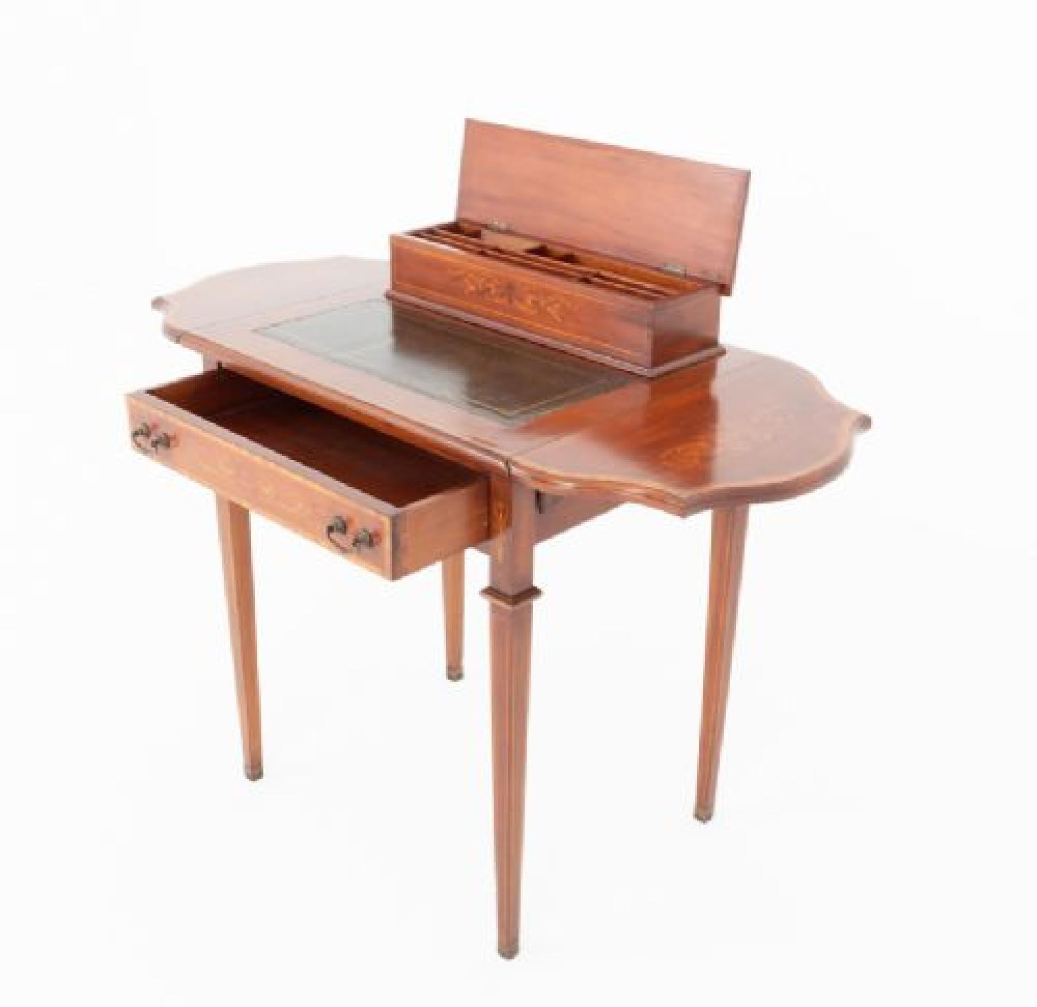 Sheraton Desk Ladies Writing Table Revival Mahogany For Sale 1