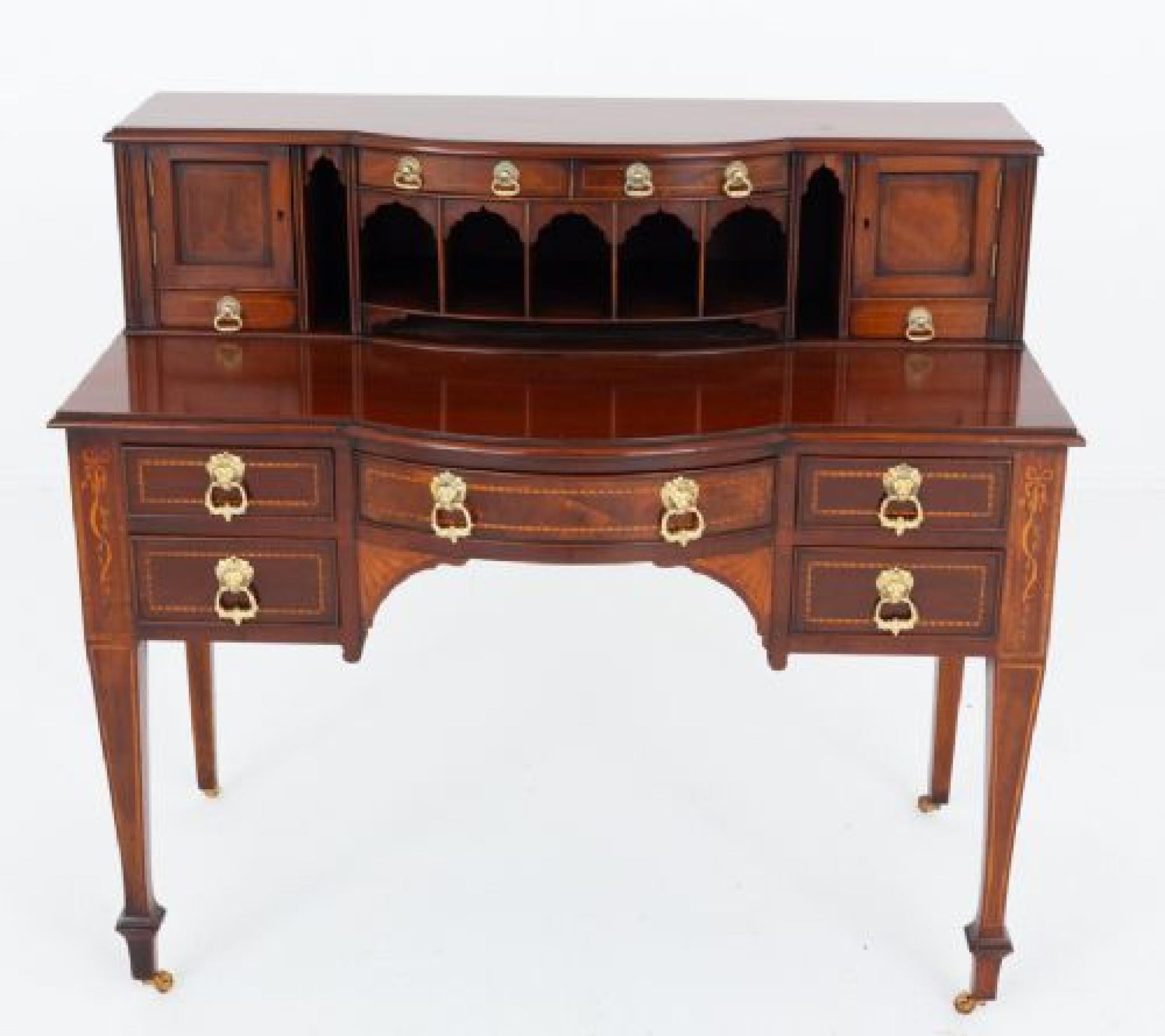 Sheraton Desk Mahogany Bonheur Du Jour 1880 In Good Condition For Sale In Potters Bar, GB