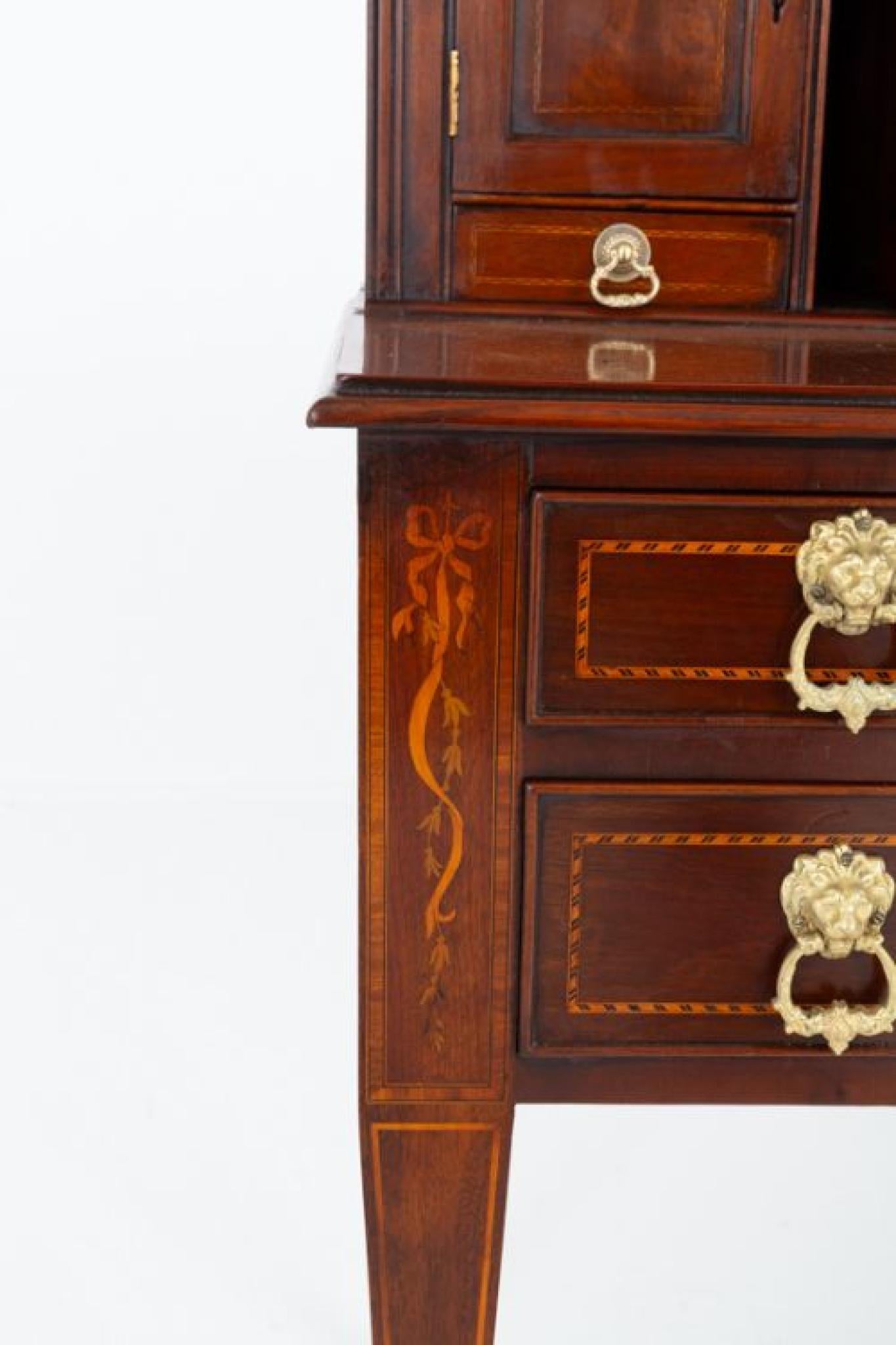 Late 19th Century Sheraton Desk Mahogany Bonheur Du Jour 1880 For Sale