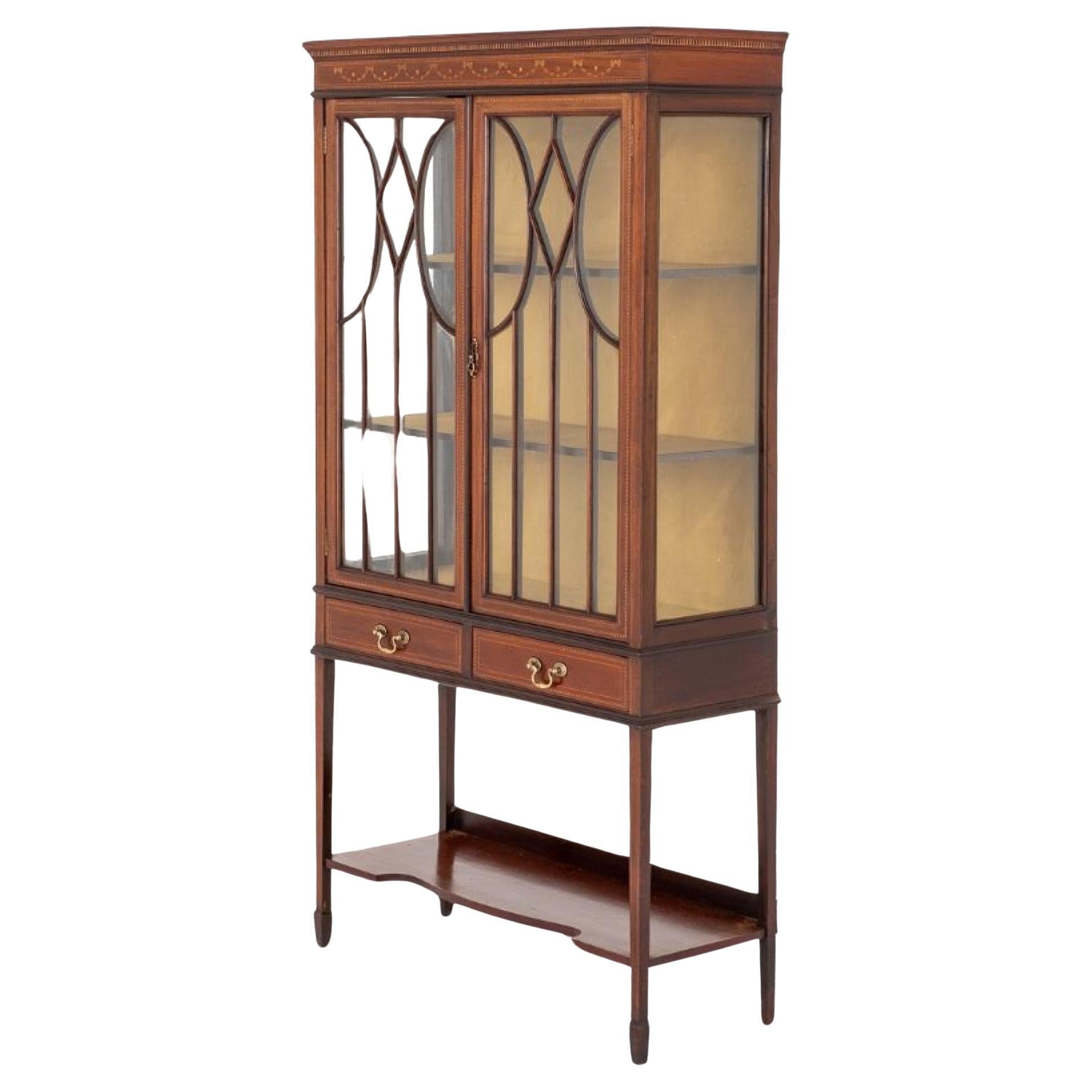Sheraton Display Cabinet Antique Bookcase 1880 For Sale