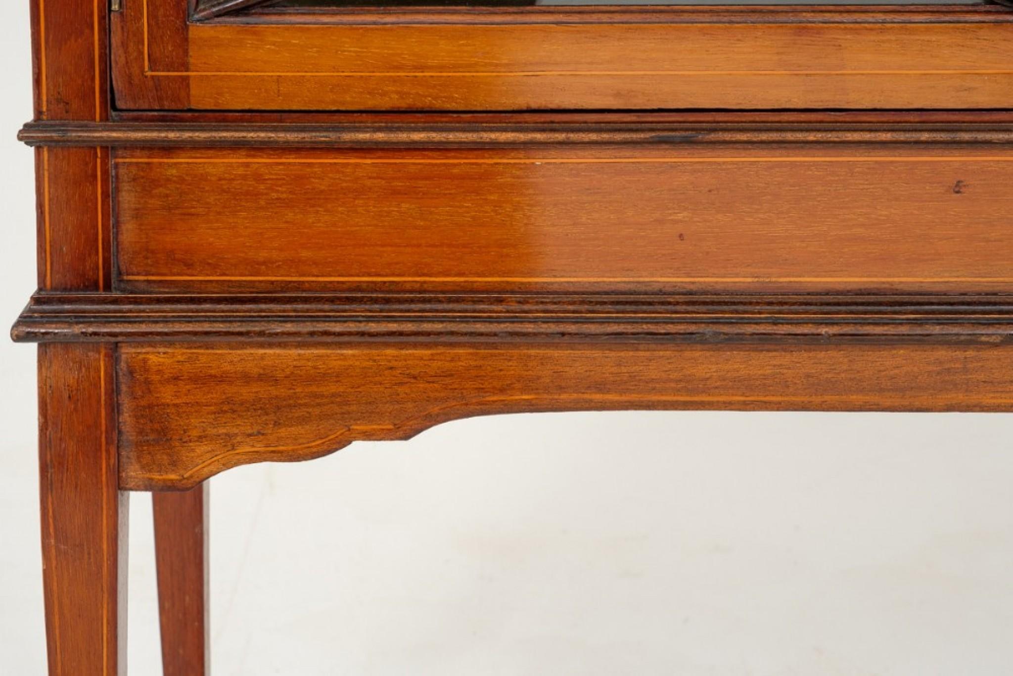 Late 19th Century Sheraton Display Cabinet Mahogany Inlay, 1880 For Sale