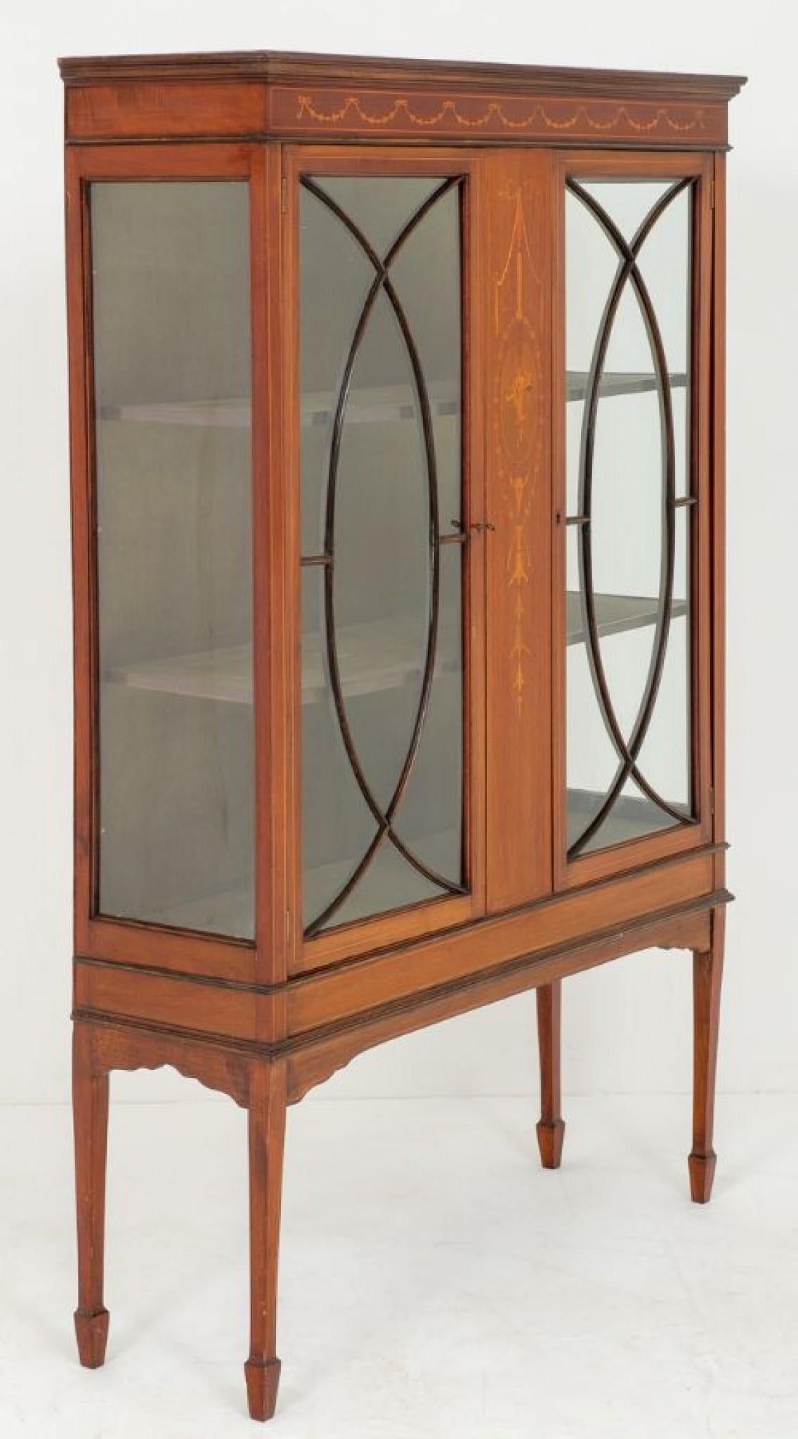 Sheraton Display Cabinet Mahogany Inlay, 1880 For Sale 2