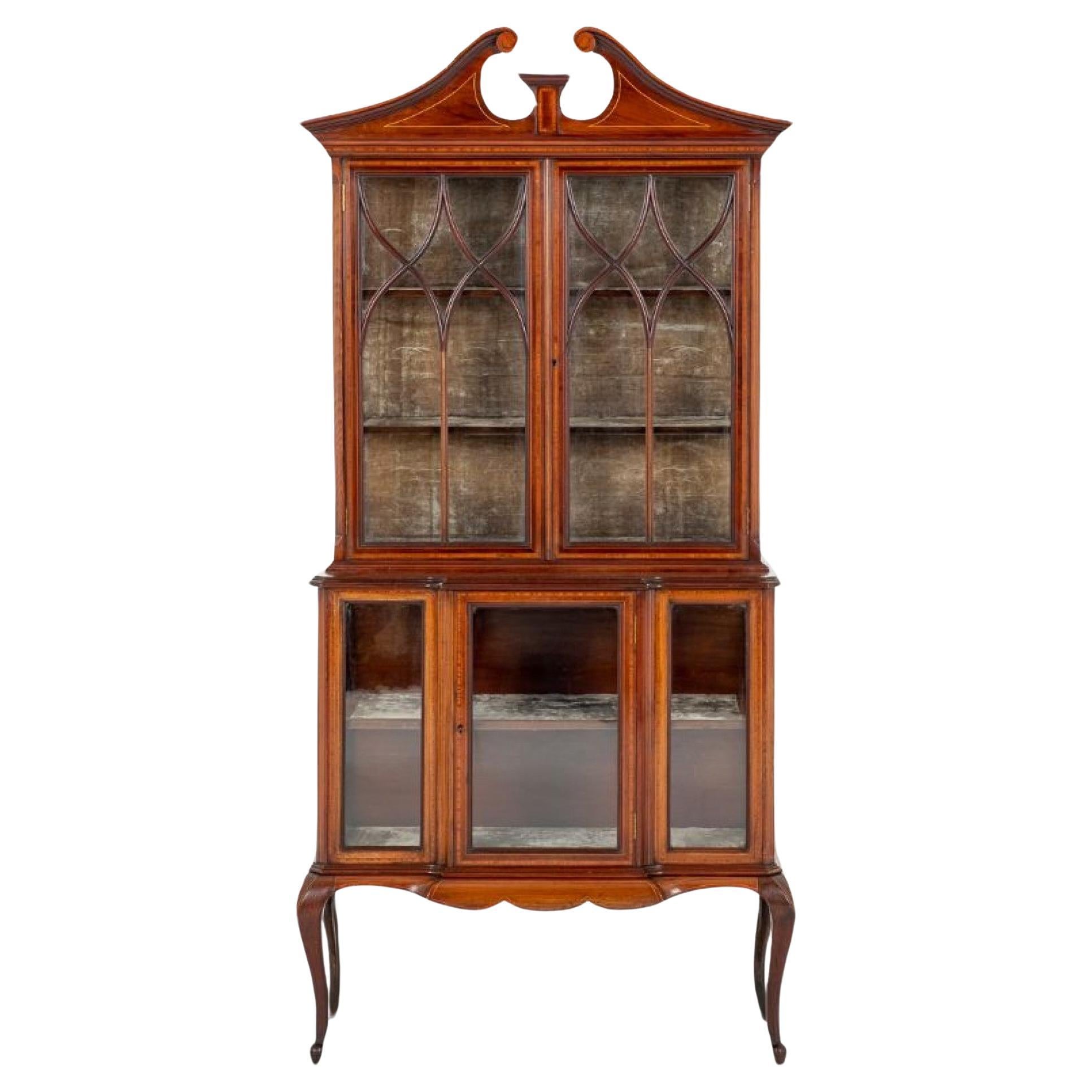 Sheraton Display Cabinet Mahogany Revival 1890