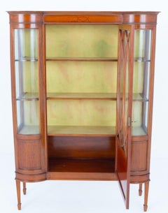 Sheraton Display Cabinet Satinwood Revival Bookcase 1880