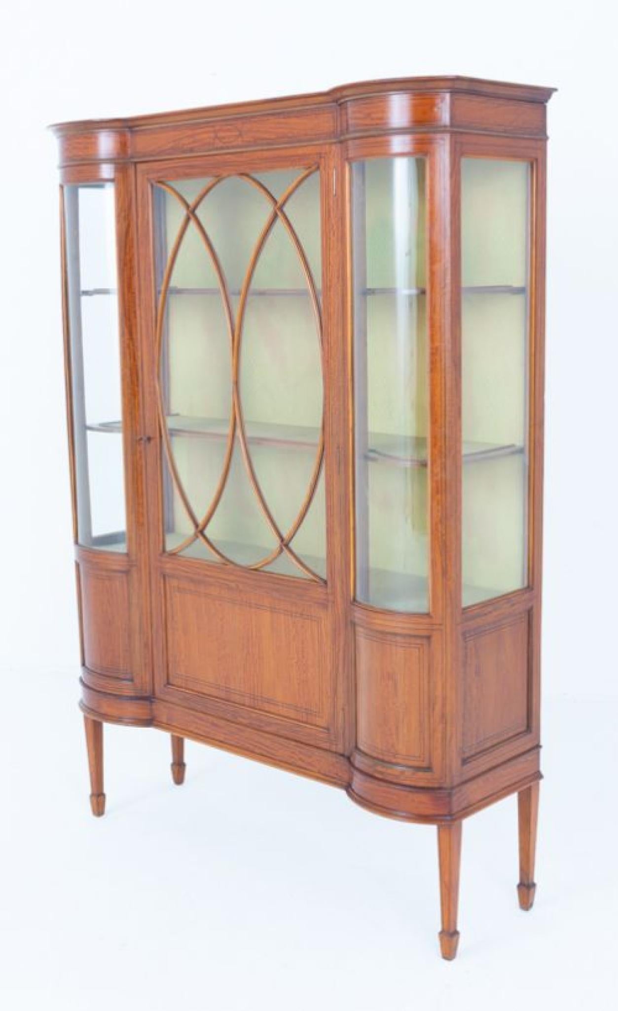 Sheraton Display Cabinet Satinwood Revival Bookcase 1880 For Sale 5