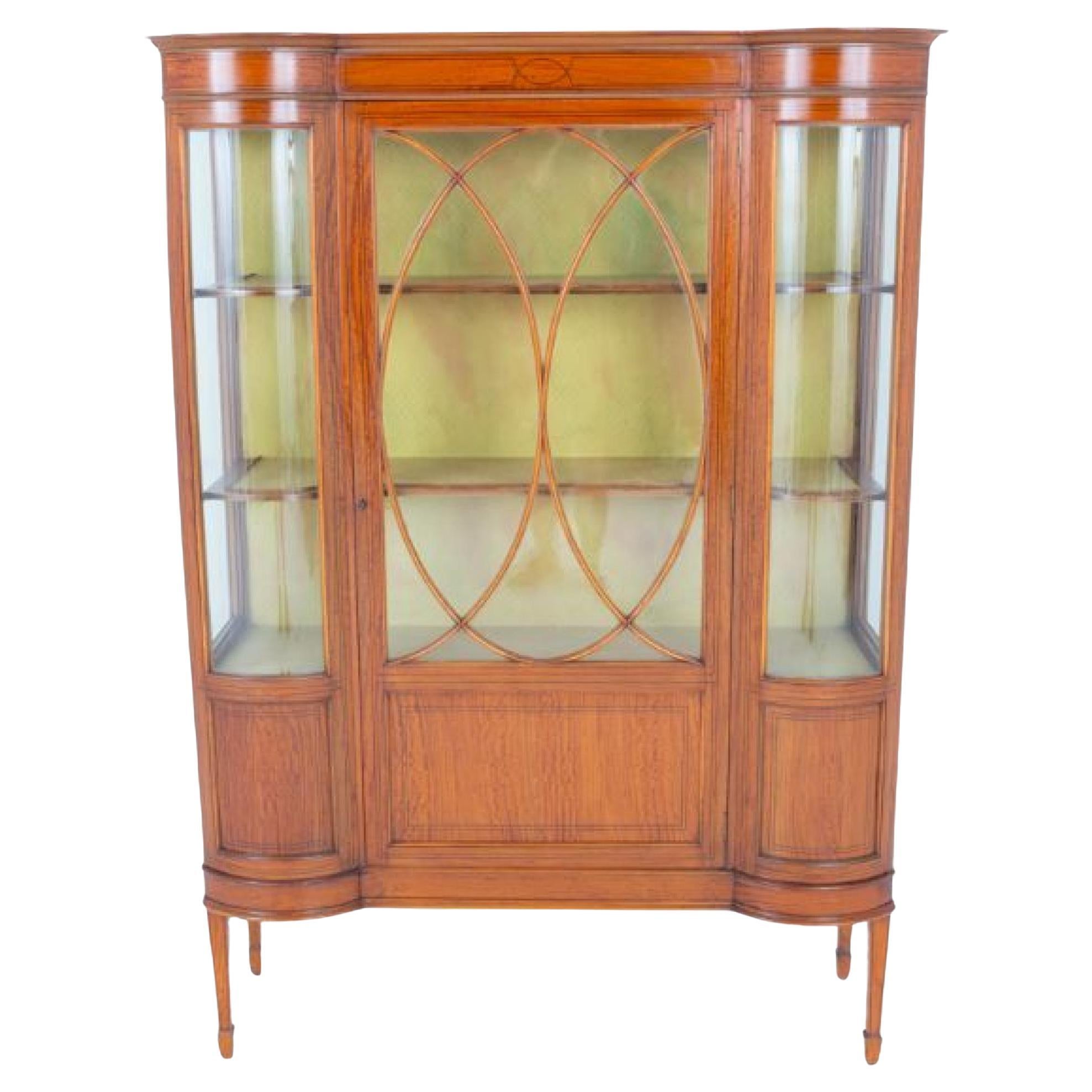 Sheraton Display Cabinet Satinwood Revival Bücherregal 1880