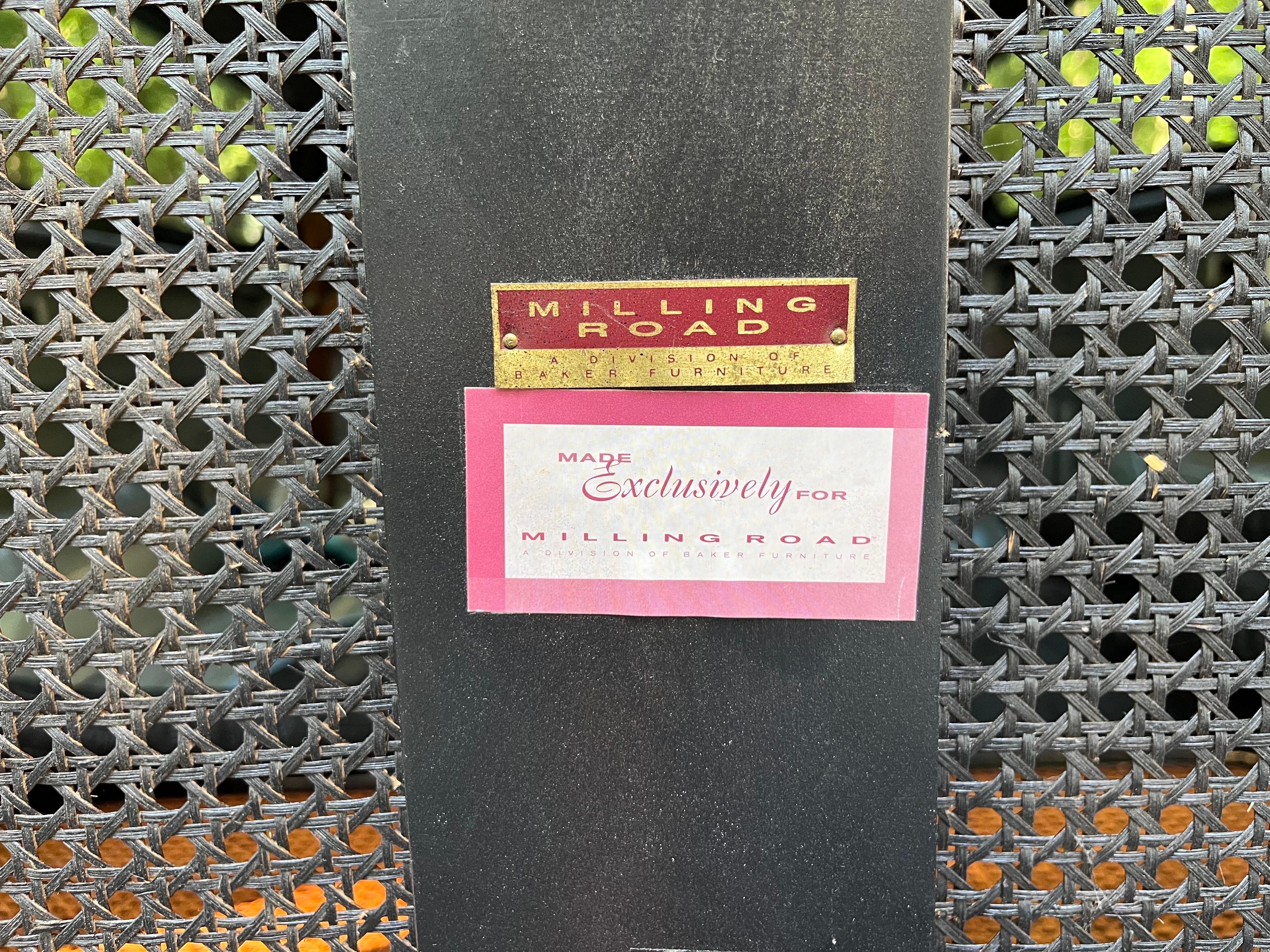 Sheraton Double Cane Black & Gold Settee Bench  By Baker Milling Road 5