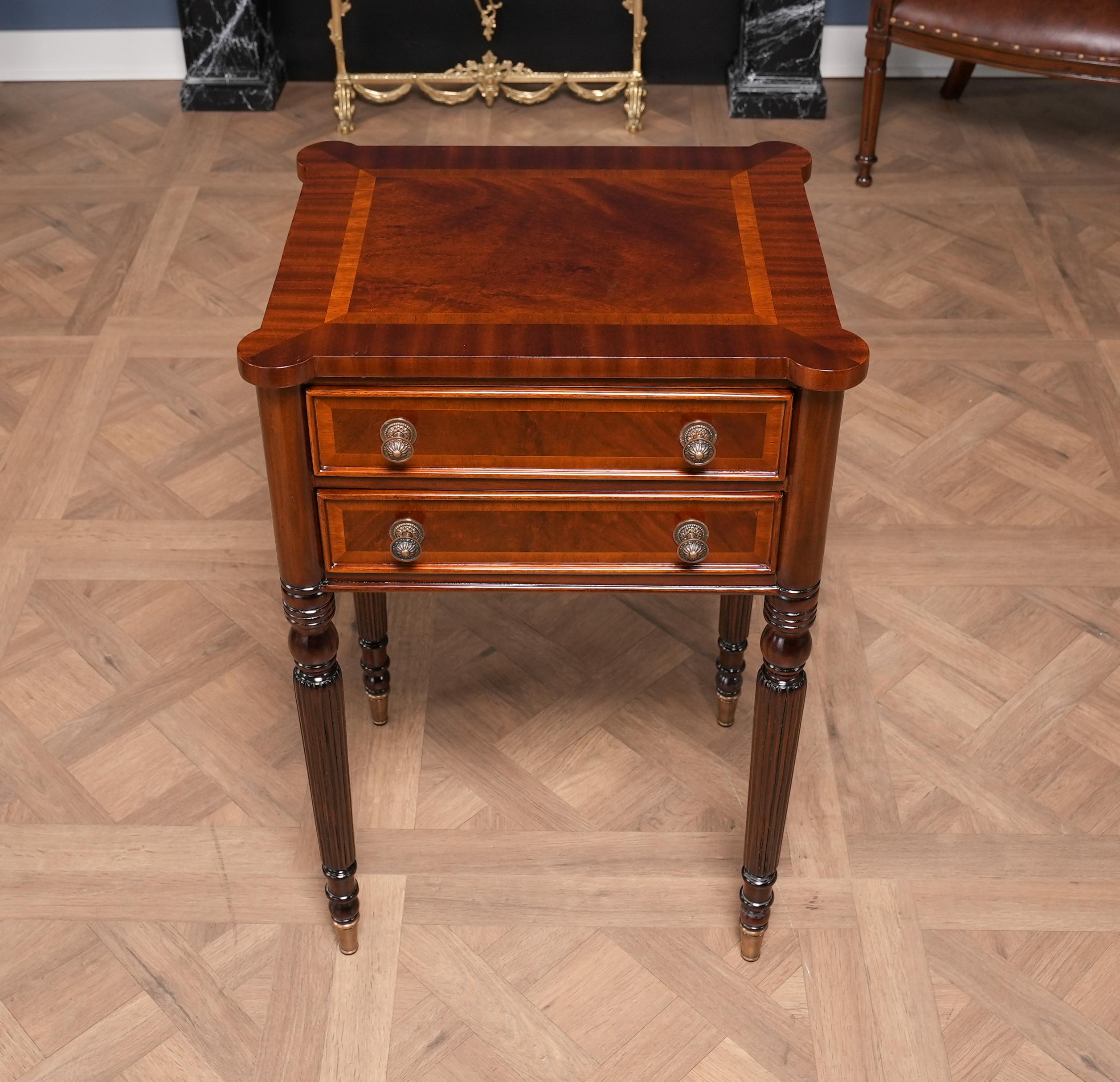 Hand-Carved Sheraton End Table For Sale