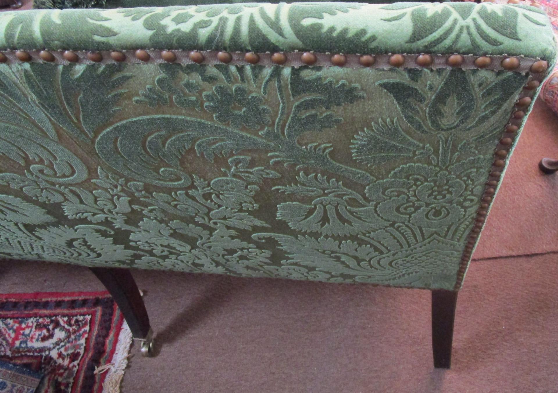 Sheraton English Carved Mahogany Upholstered Sofa circa 1820  For Sale 8