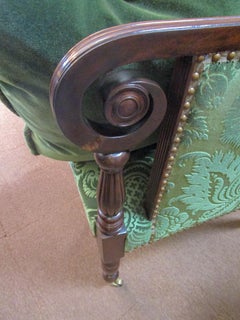 Sheraton English Carved Mahogany Upholstered Sofa circa 1820