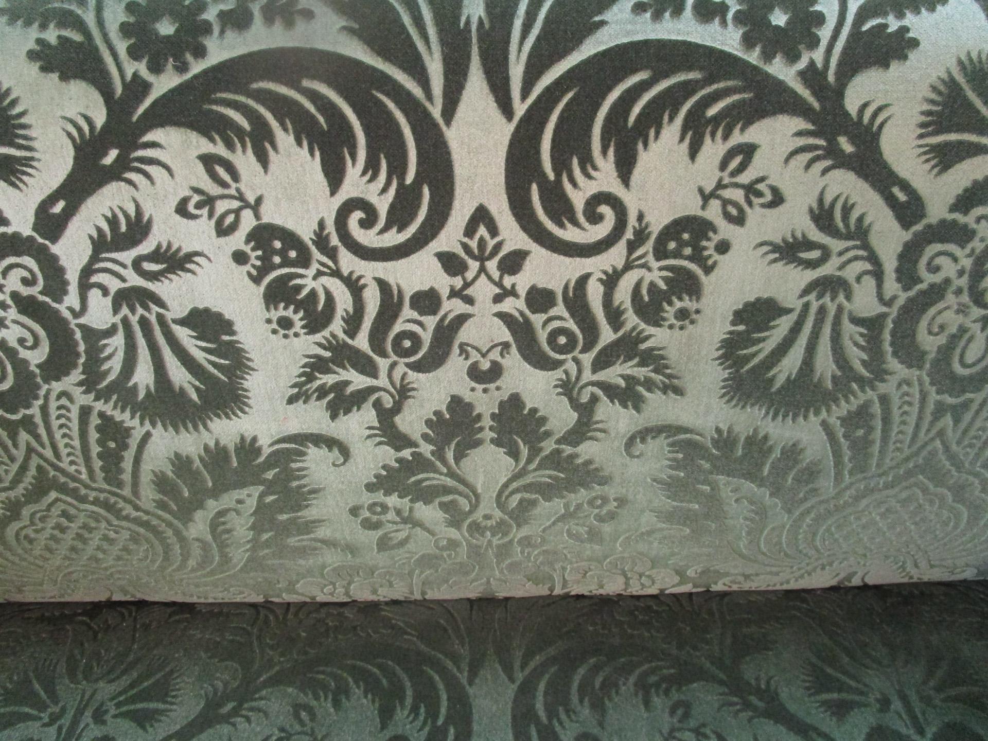 Brass Sheraton English Carved Mahogany Upholstered Sofa circa 1820  For Sale