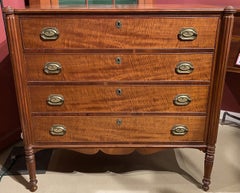 Sheraton Federal Period Cherry, Mahogany & Tiger Maple Chest of Drawers c.1810