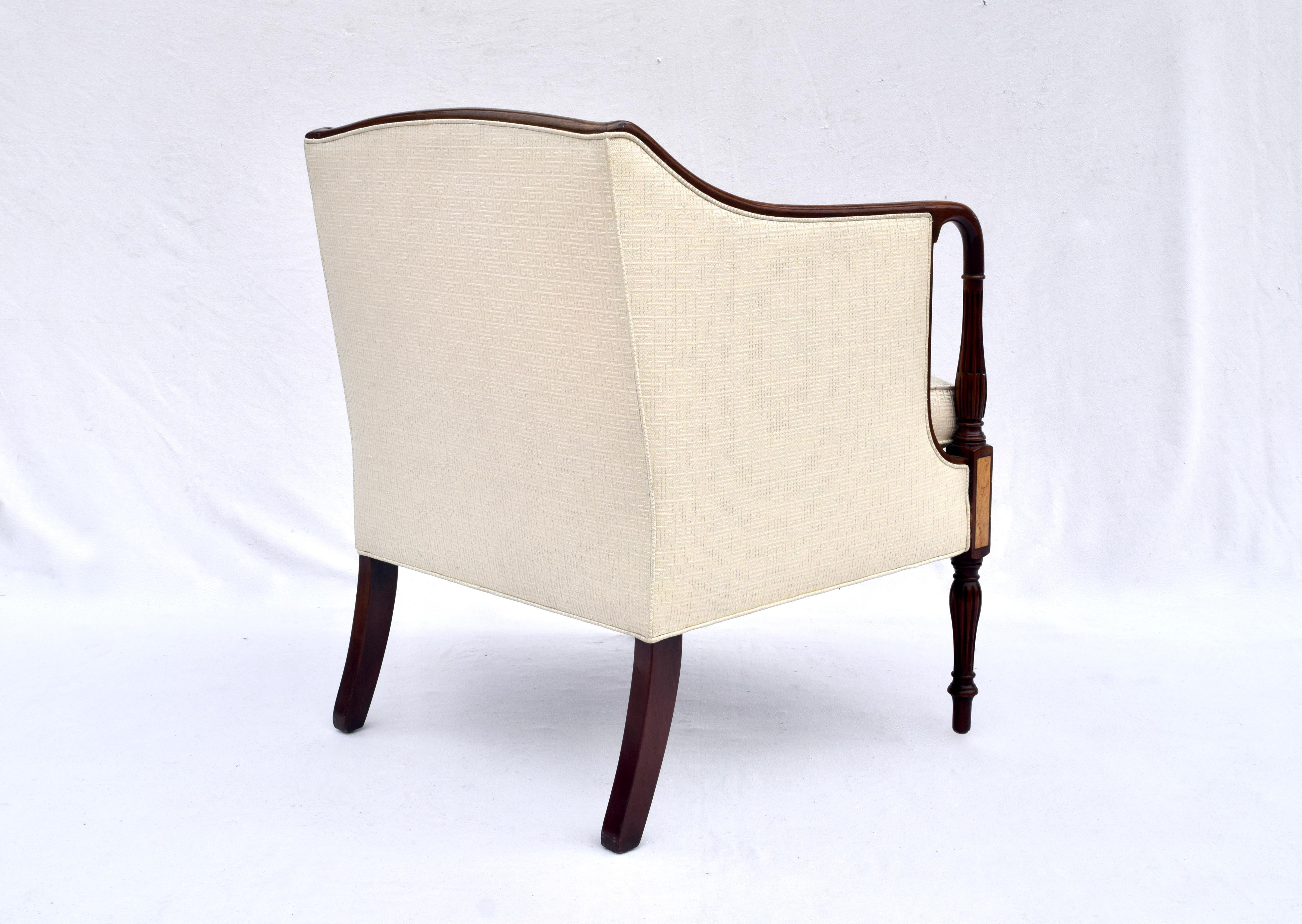 Upholstery Sheraton Federal Style Upholstered Inlaid Club Chairs by Southwood Hickory, NC
