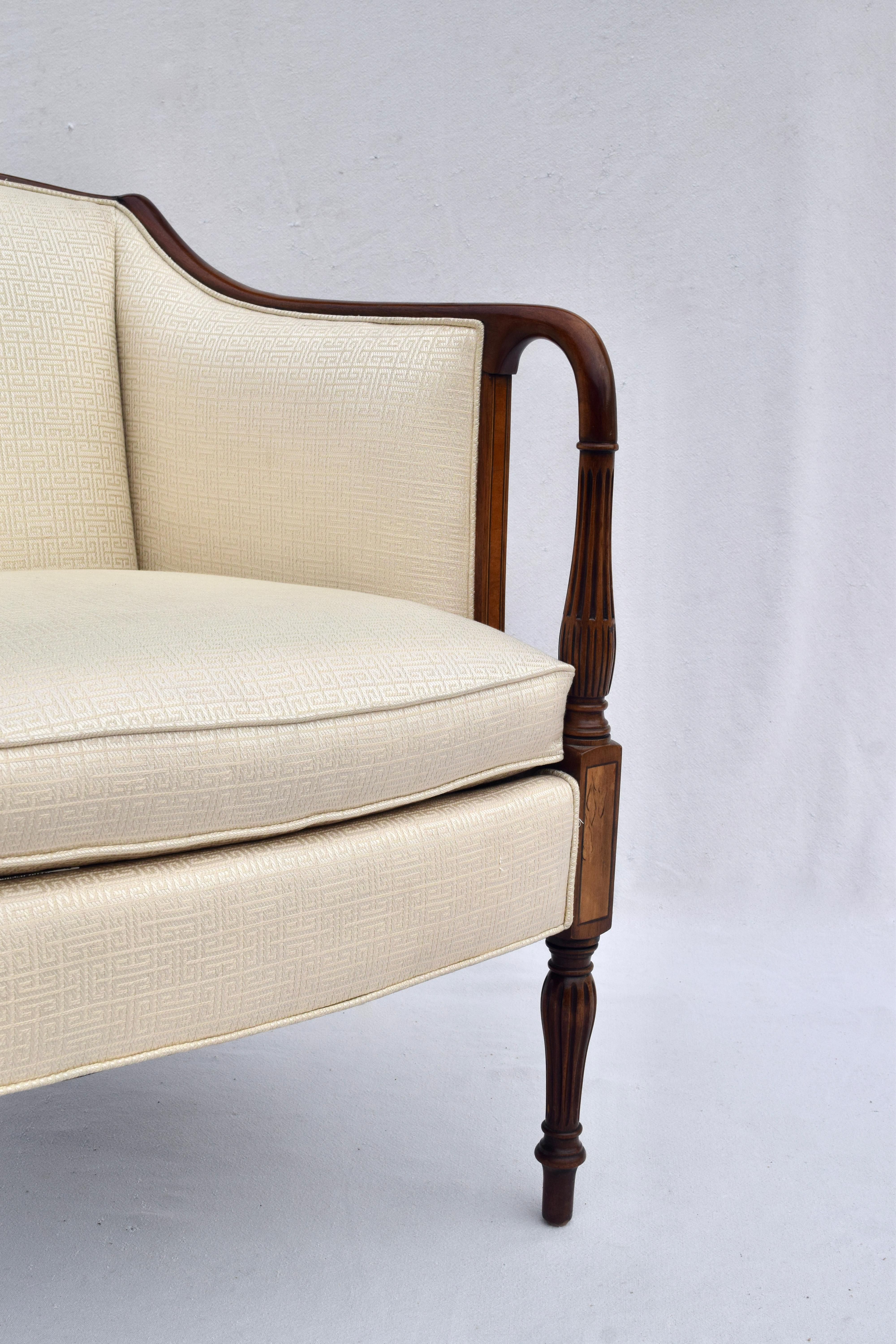 Sheraton Federal Style Upholstered Inlaid Club Chairs by Southwood Hickory, NC 1