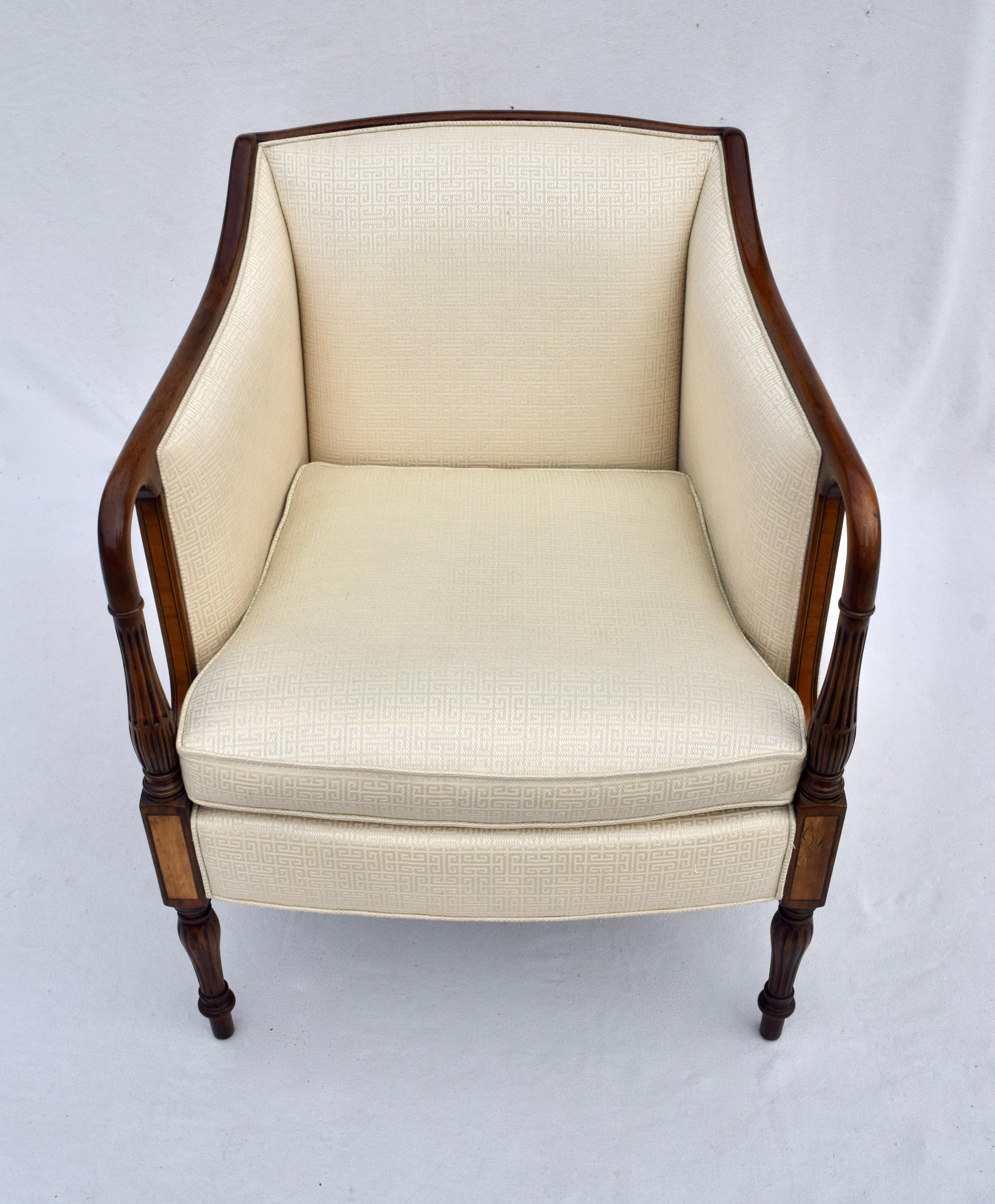 Sheraton Federal Style Upholstered Inlaid Club Chairs by Southwood Hickory, NC 2