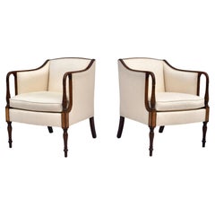 Used Sheraton Federal Style Upholstered Inlaid Club Chairs by Southwood Hickory, NC