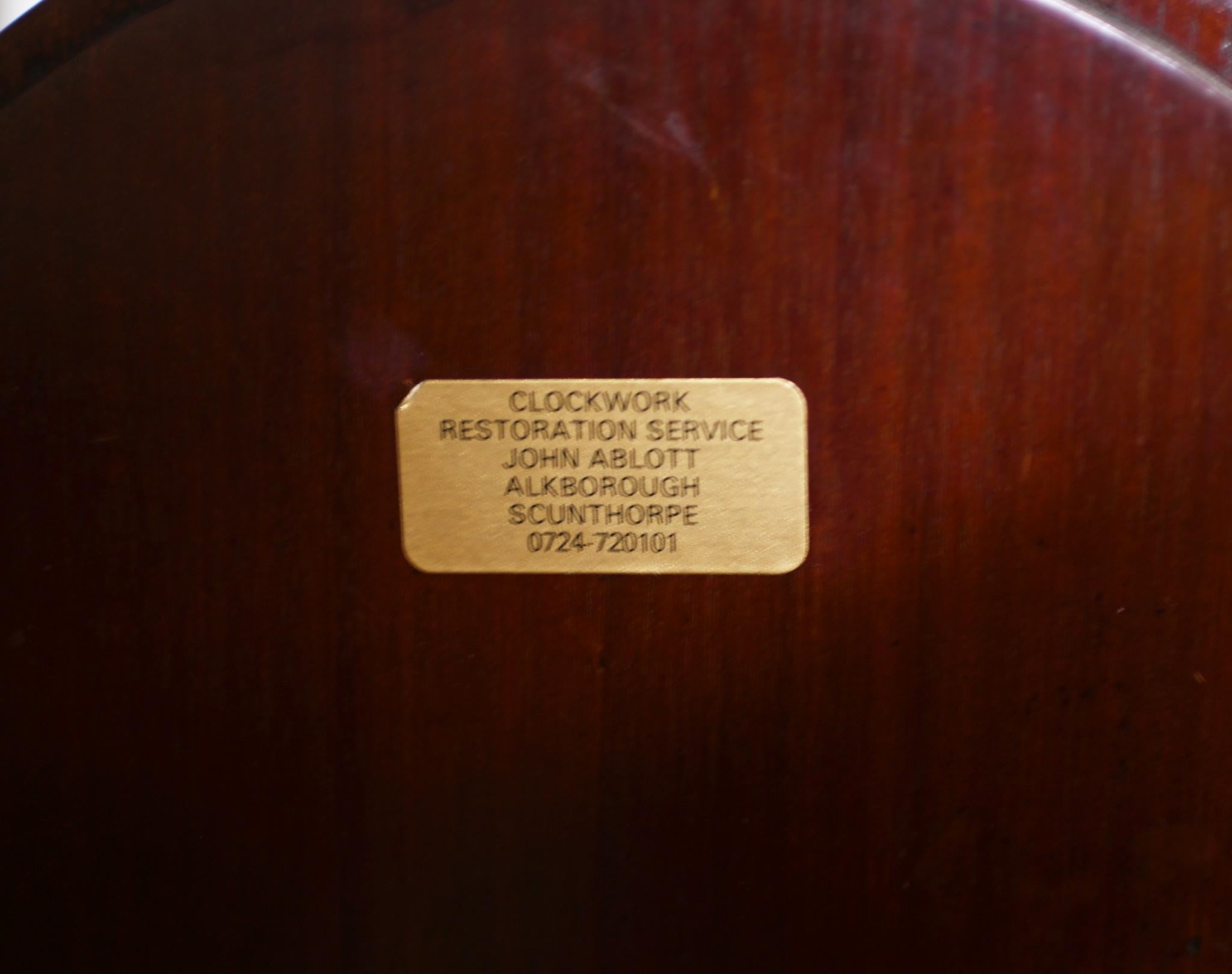Sheraton Grandfather Clock Mahogany Inlay Resolute In Good Condition For Sale In Potters Bar, GB