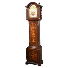 Sheraton Grandfather Clock Mahogany Inlay Resolute