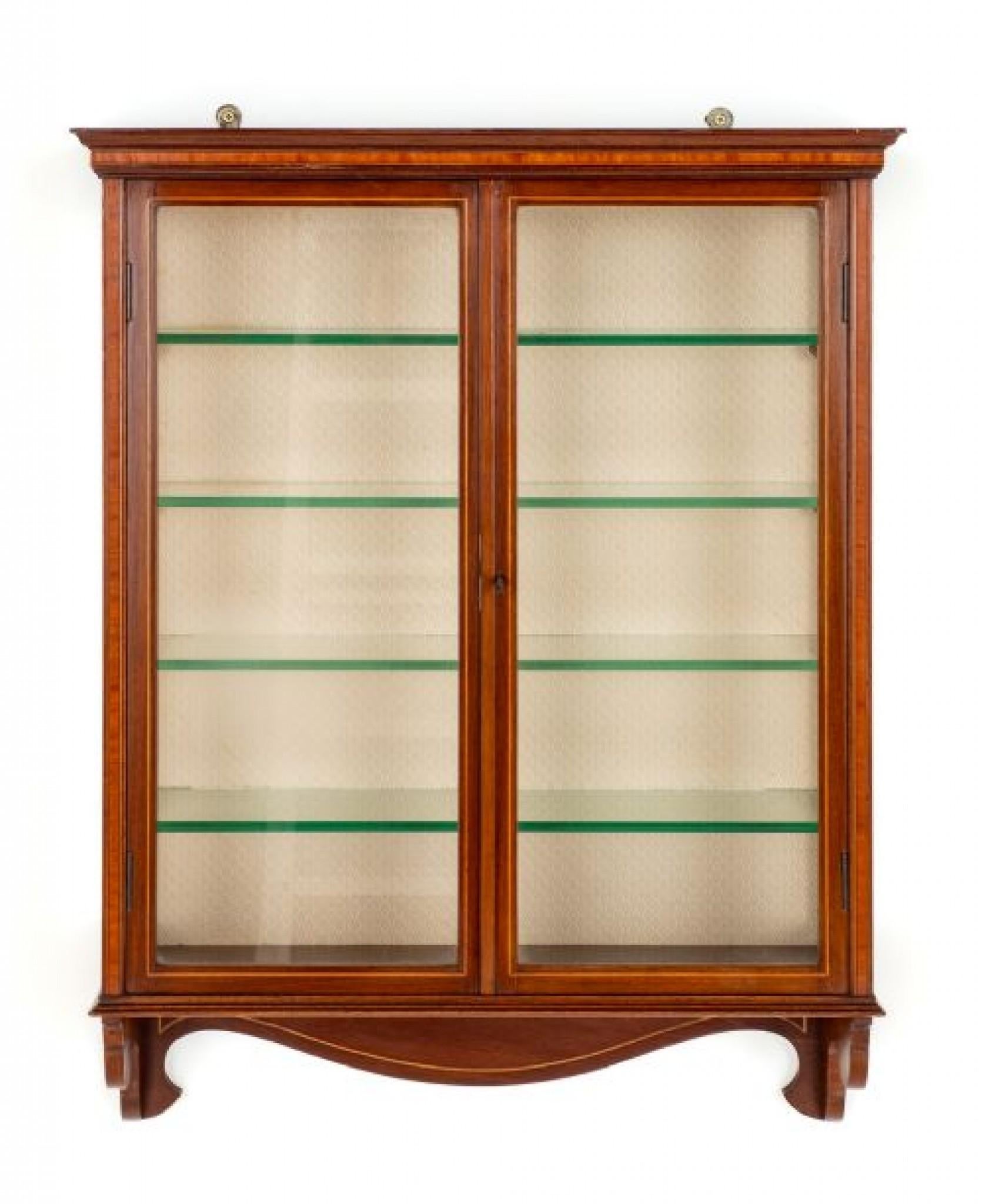 Sheraton Hanging Bookcase Wall Cabinet Revival 1880 In Good Condition For Sale In Potters Bar, GB