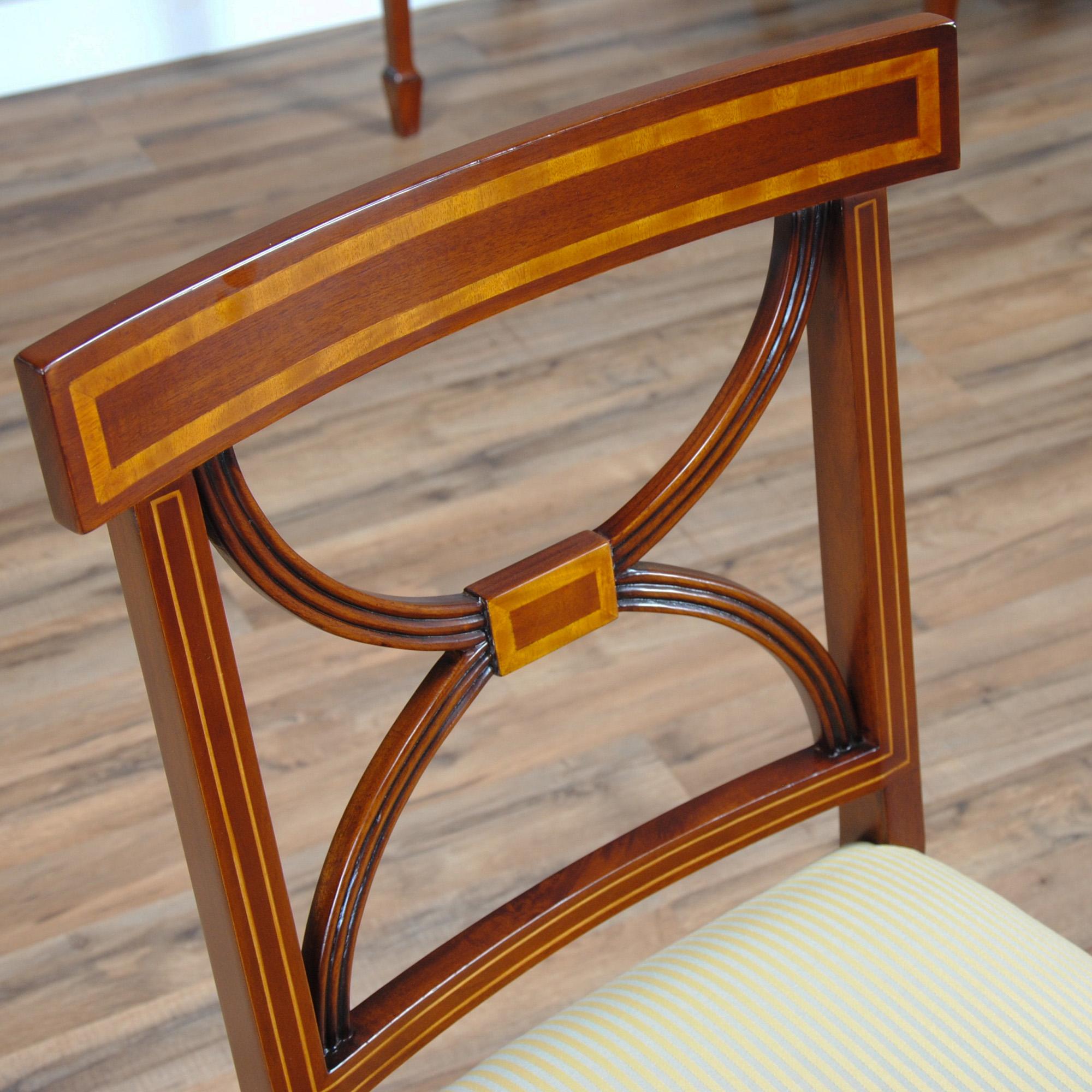 Sheraton Inlaid Mahogany Chairs, Set of 10 For Sale 4