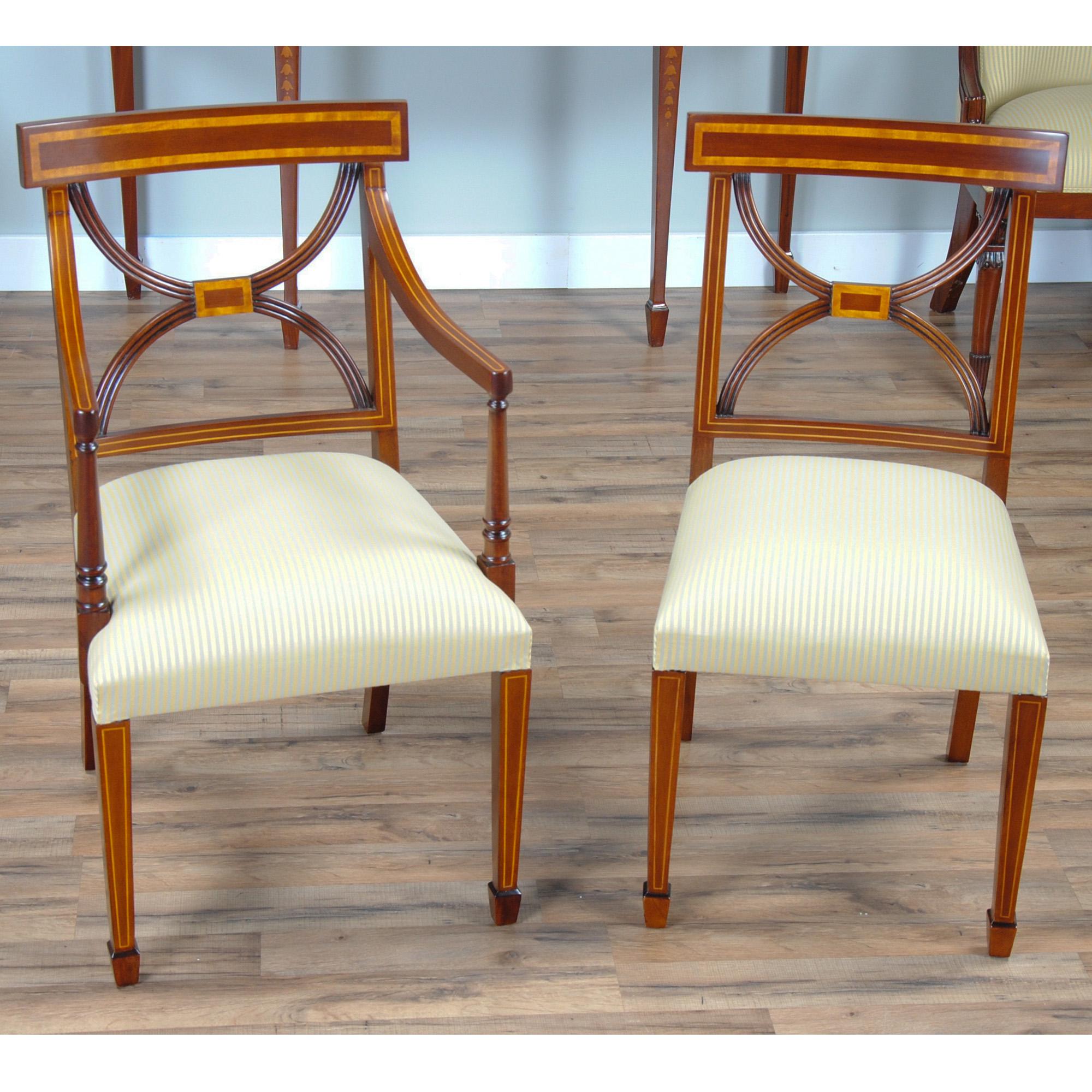 Sheraton Inlaid Mahogany Chairs, Set of 10 For Sale 8