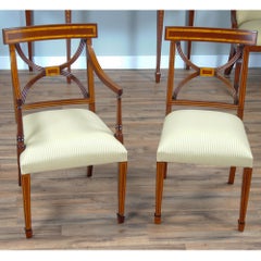 Sheraton Inlaid Mahogany Chairs, Set of 10