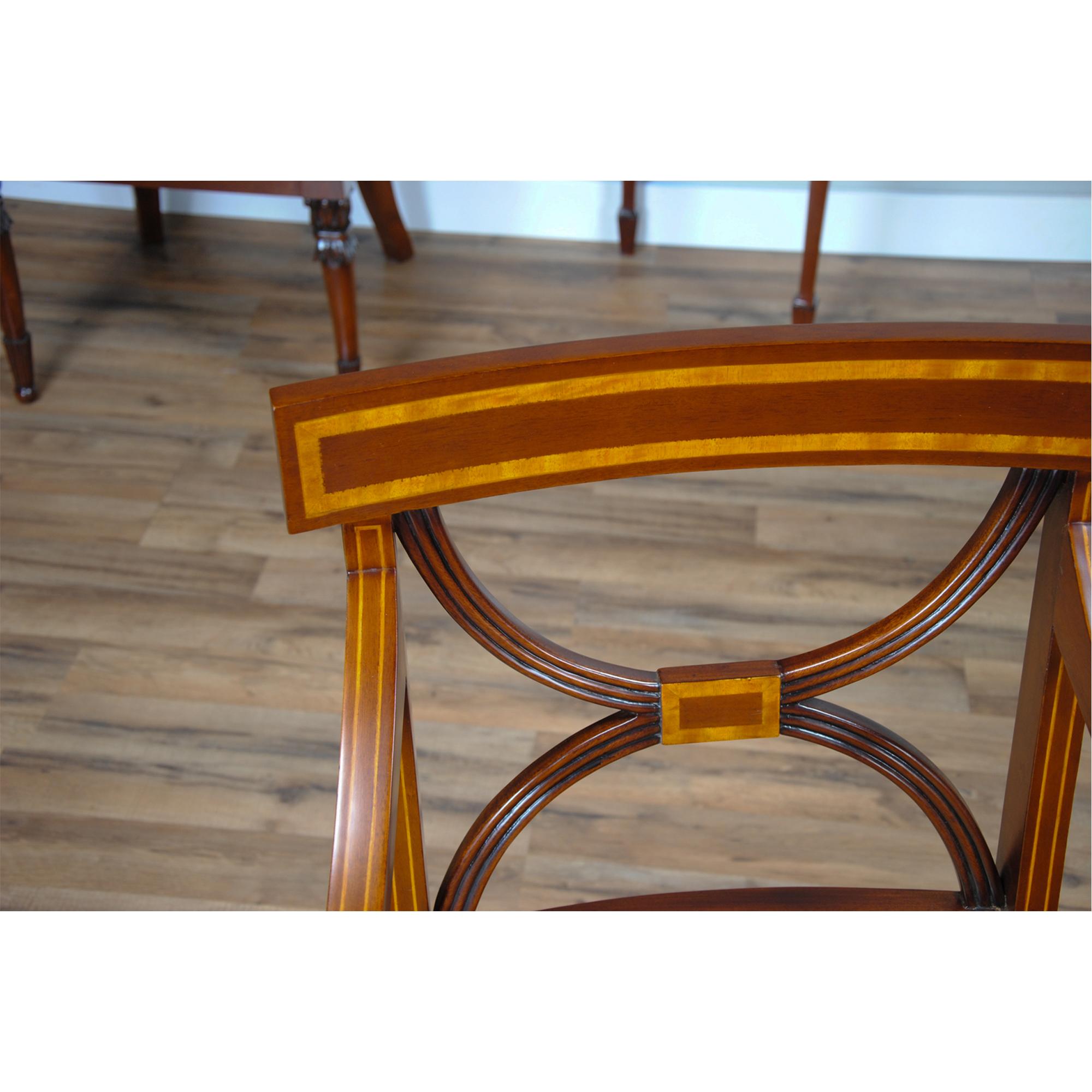 Sheraton Inlaid Mahogany Chairs, Set of 10 In New Condition For Sale In Annville, PA