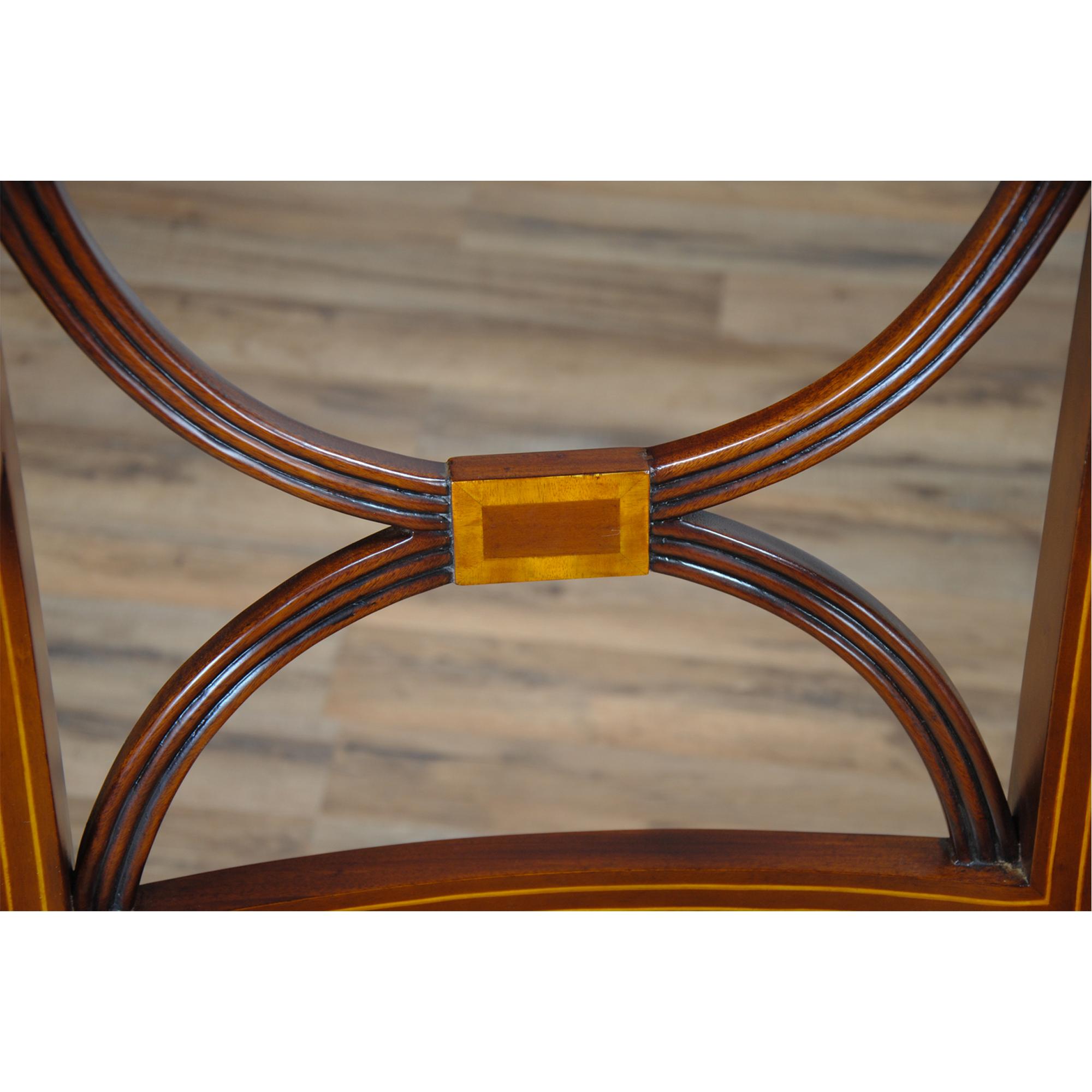 Contemporary Sheraton Inlaid Mahogany Chairs, Set of 10 For Sale
