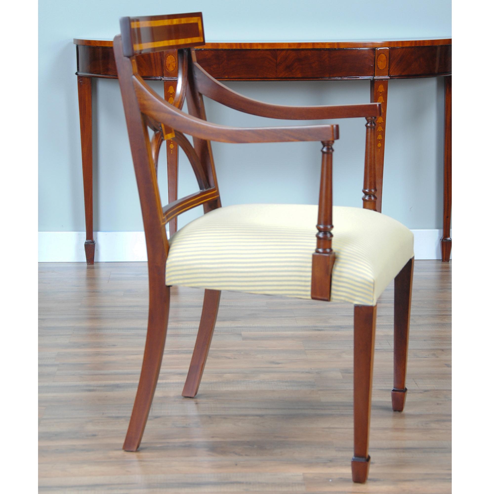 Sheraton Inlaid Mahogany Chairs, Set of 10 2