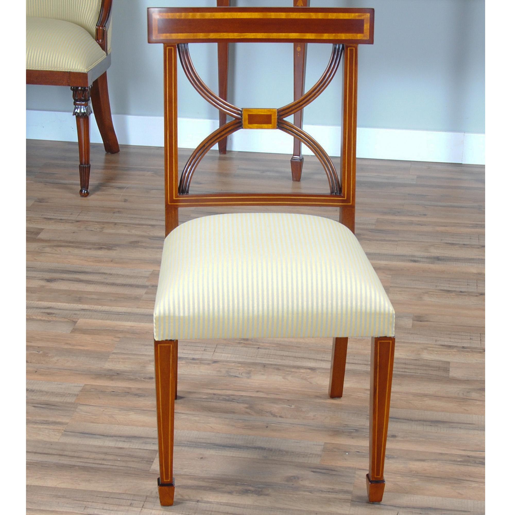 Sheraton Inlaid Mahogany Chairs, Set of 10 For Sale 3