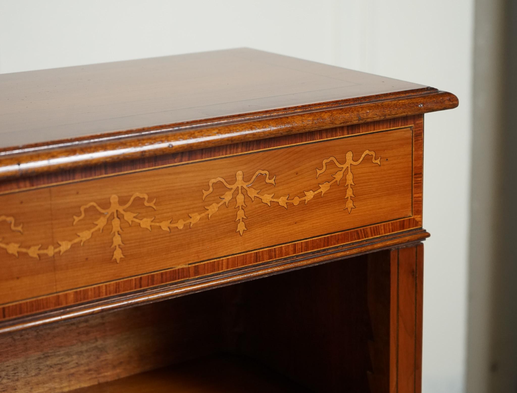 SHERATON INLAiD YEW WOOD DOUBLE DWARF OPEN BOOKCASE For Sale 8