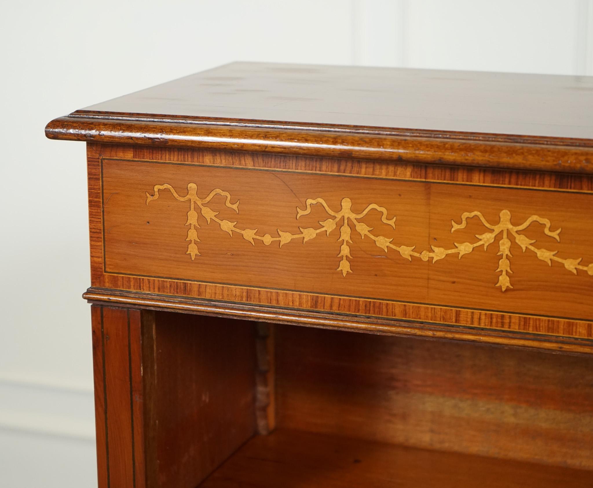 SHERATON INLAiD YEW WOOD DOUBLE DWARF OPEN BOOKCASE For Sale 9