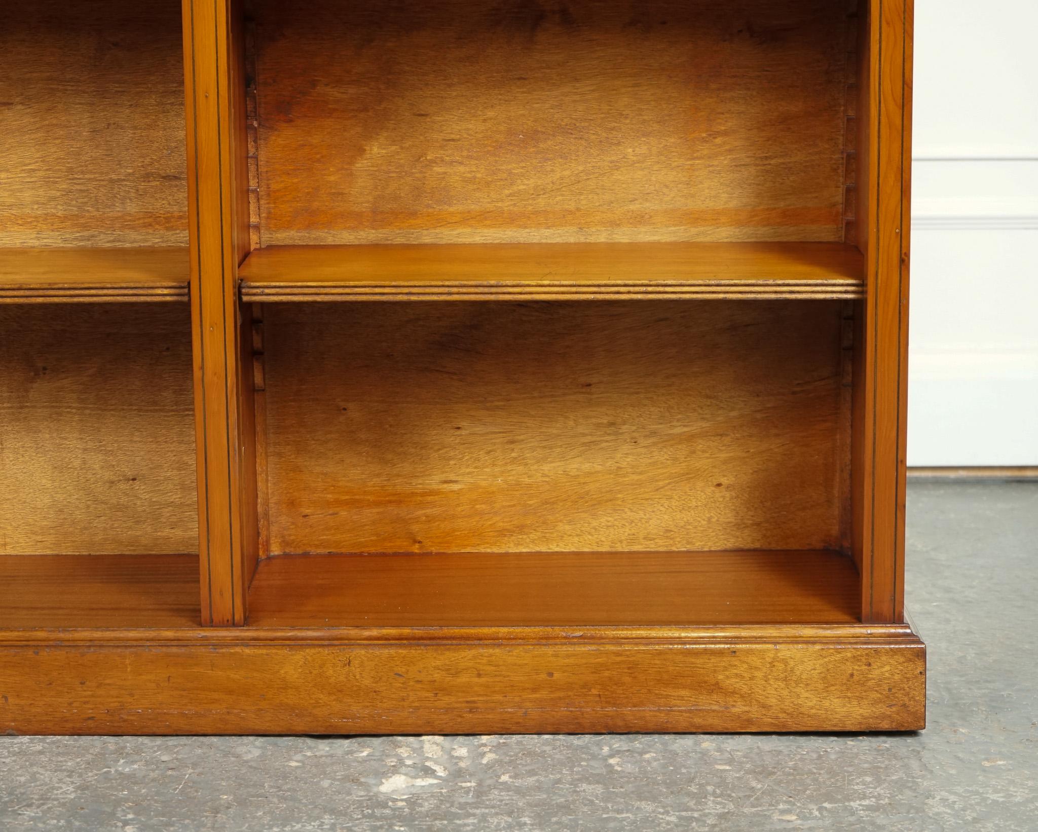 SHERATON INLAiD YEW WOOD DOUBLE DWARF OPEN BOOKCASE For Sale 11